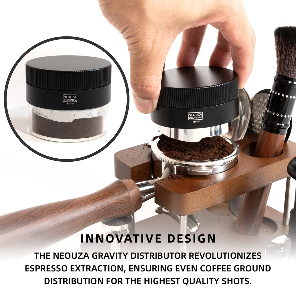 NEOUZA Coffee Gravity Adaptive Distributor for Espresso Portafilter, 51mm,53mm,58mm, Auto Leveling Distributor, Leveler with 4 Leaf Clover Base