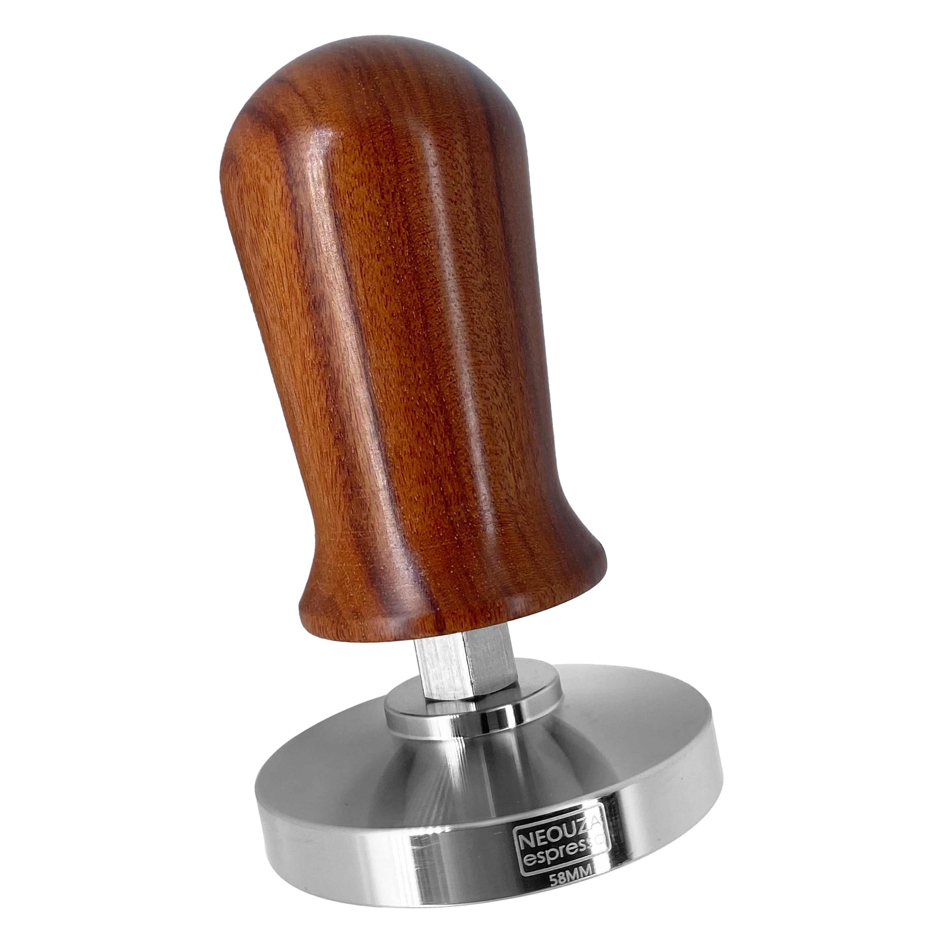 NEOUZA Kalibrierter Tamper für Espresso und Kaffee, 51 mm, 53 mm, 58 mm, Tamper, professioneller Druckkaffee-Presshammer – 304 Edelstahl, flache Basis mit gefedertem Holzgriff für Barista