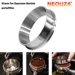 NEOUZA Coffee Espresso Dosing Funnel Ring 51mm/53mm/58mm Stainless Steel  Catcher Fits for Espresso Barista Filter Basket Portafilter