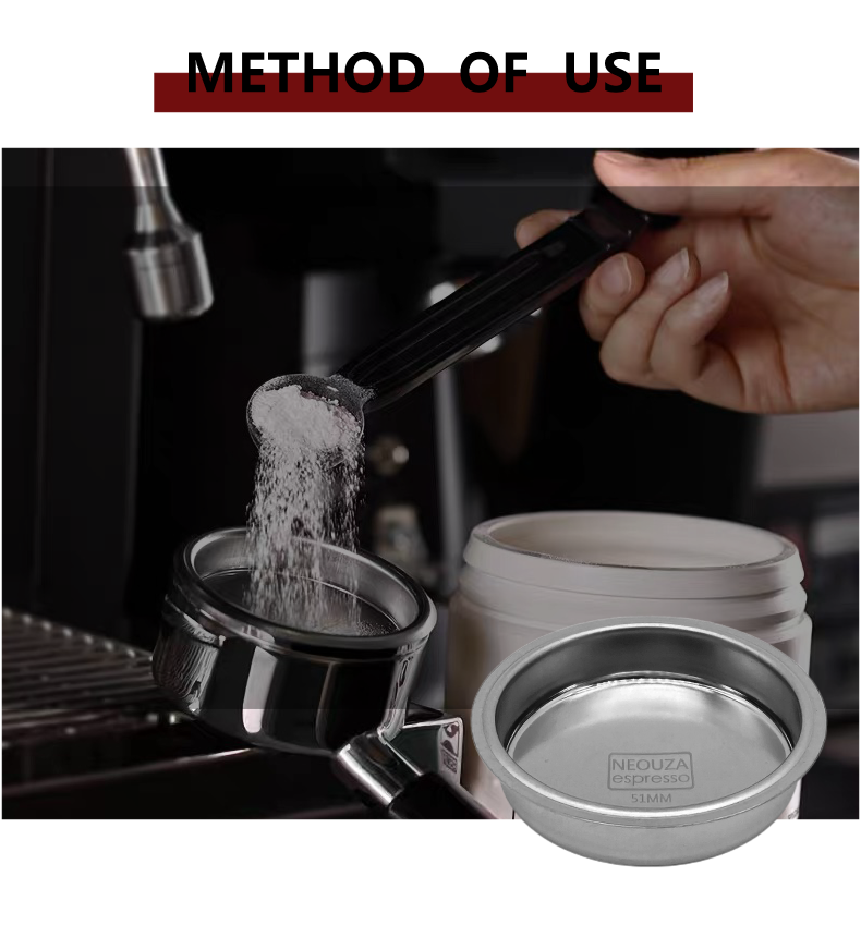 Neouza Filter Basket 51mm for Espresso Coffee Machine,Compatible with 51mm portafilter,1/2/4 Cup