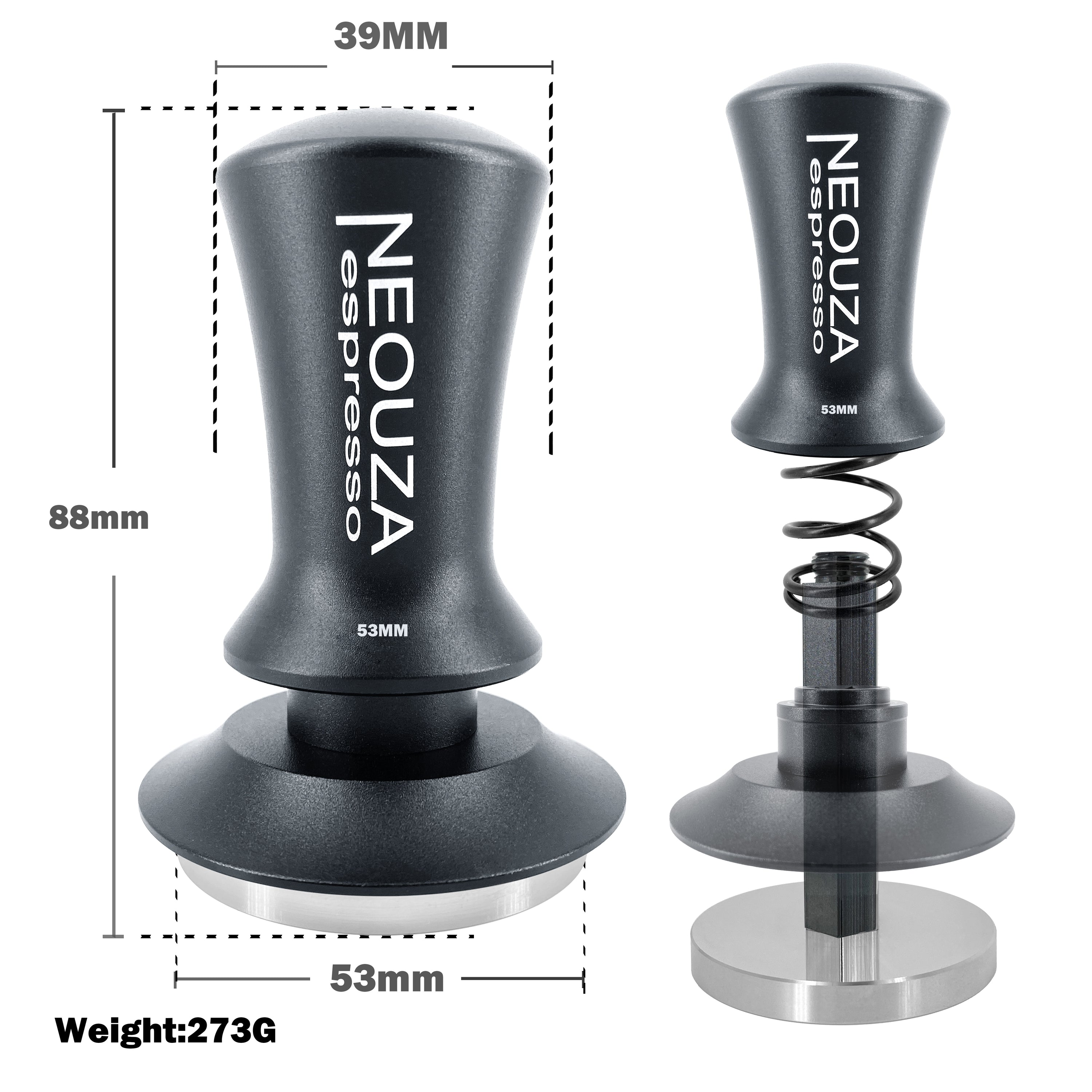 Calibrated Self-Leveling Espresso Tamper – Fits 51mm, 53mm, 58mm Portafilters