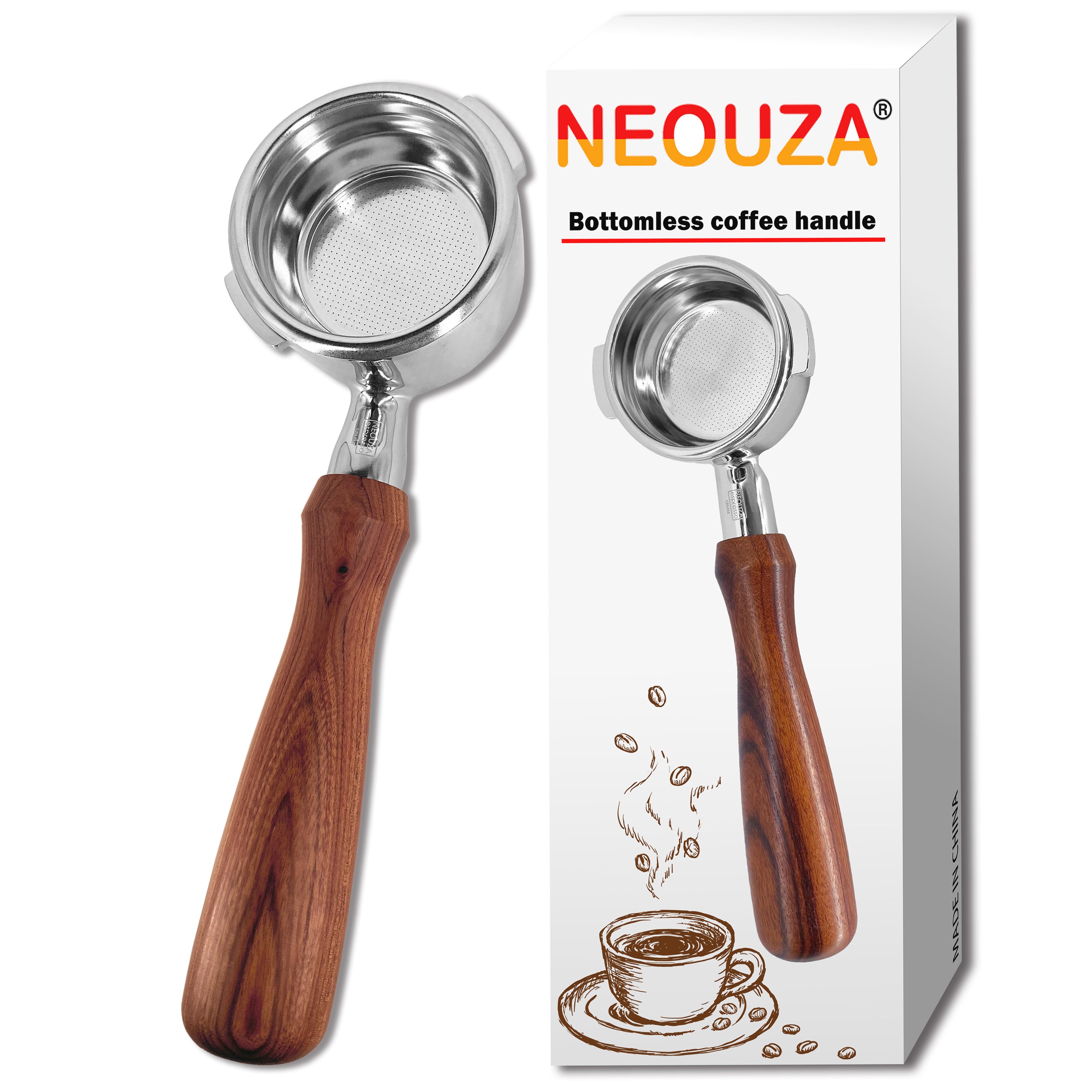 Juego de portafiltros sin fondo NEOUZA de 58 mm para cafeteras espresso compatibles con GAGGIA Classic Pro 304 de acero inoxidable con dos asas