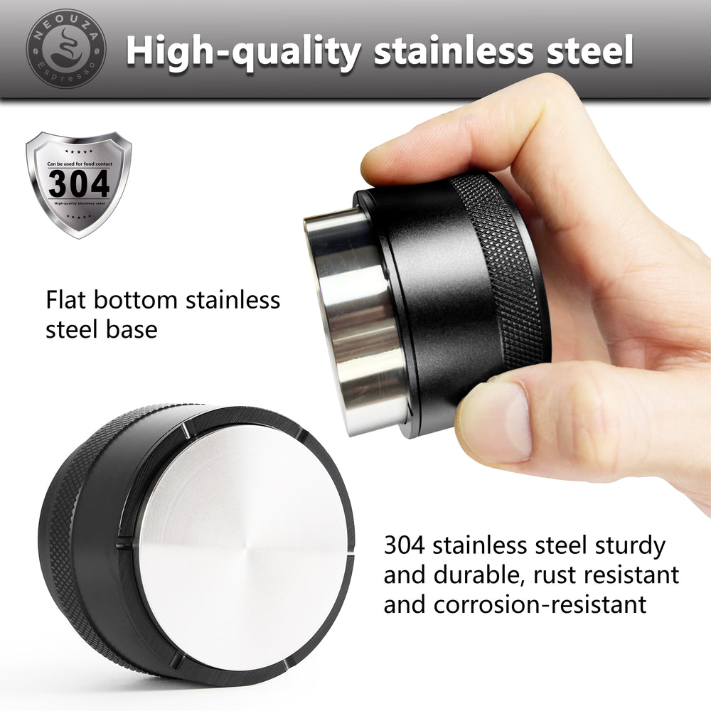 NEOUZA Coffee Palm Tamper 51/53/58mm Barista Leveler Tool Spring Loaded Stainless Steel Flat Base for Espresso Machine Portafilter