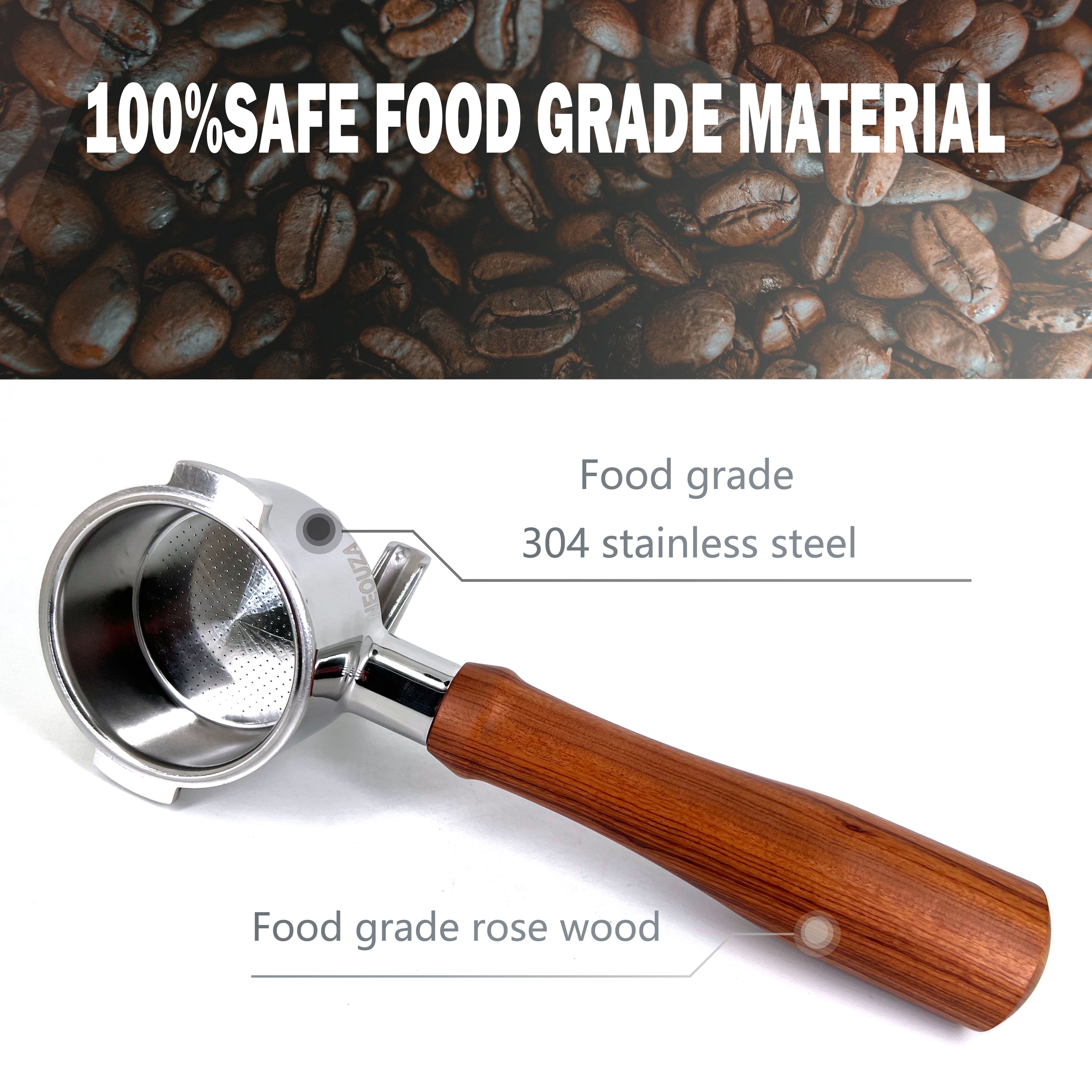 Portafiltro NEOUZA de 51 mm y 2 orejas, compatible con cafeteras espresso De'Longhi BCO420, BCO430, BCO432, EC155, ECO310, EC330, ECP 31.21, 33.21, 35.31, ECP3420, ECP3630, ECP3220, EC270, cesta no presurizada de acero inoxidable, dos caños