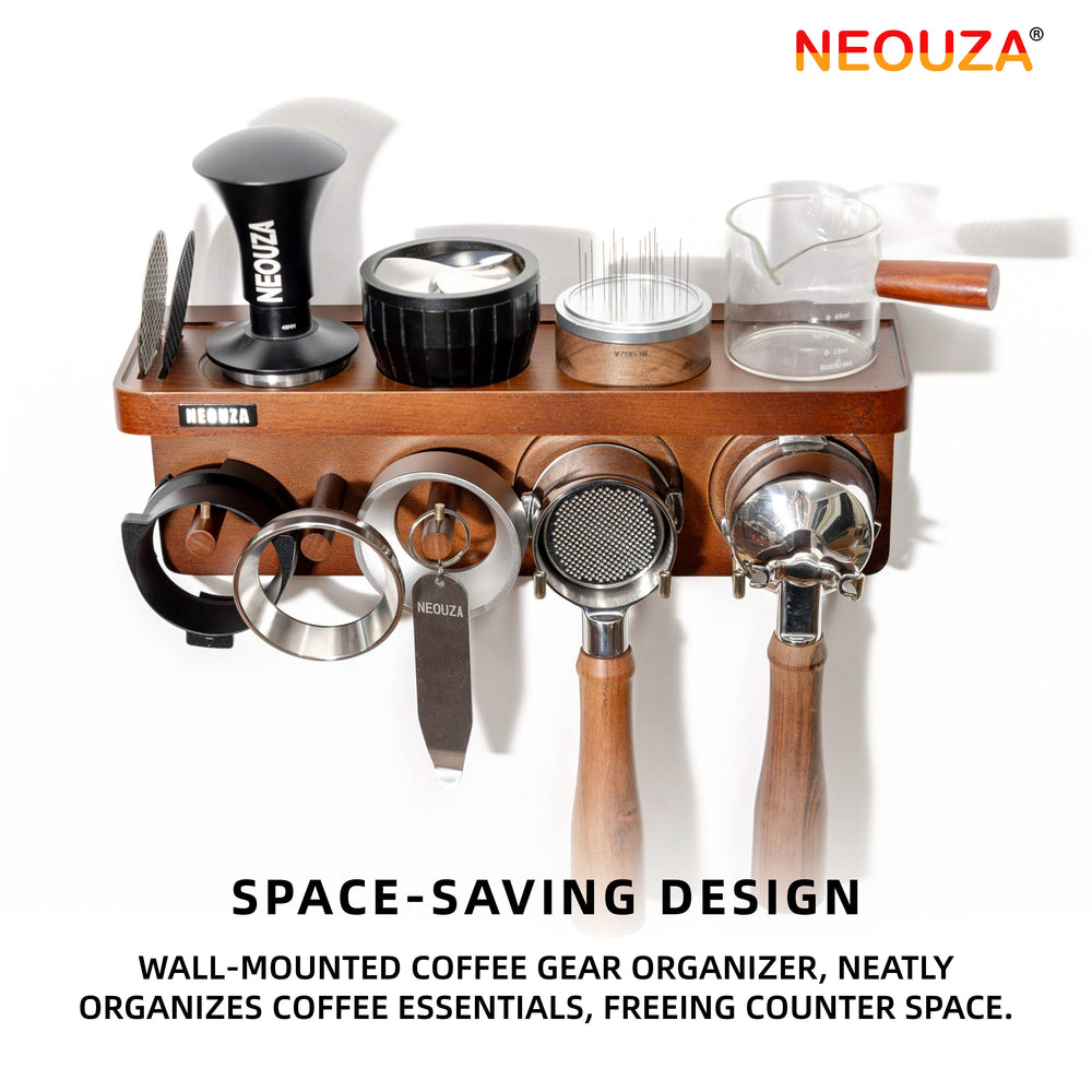 NEOUZA Espresso Accessories Holder Station Wall Mounted Organizer for 51/53/58mm Coffee Tamper Distributor Portafilter Storage Shelf for Bar Home Office