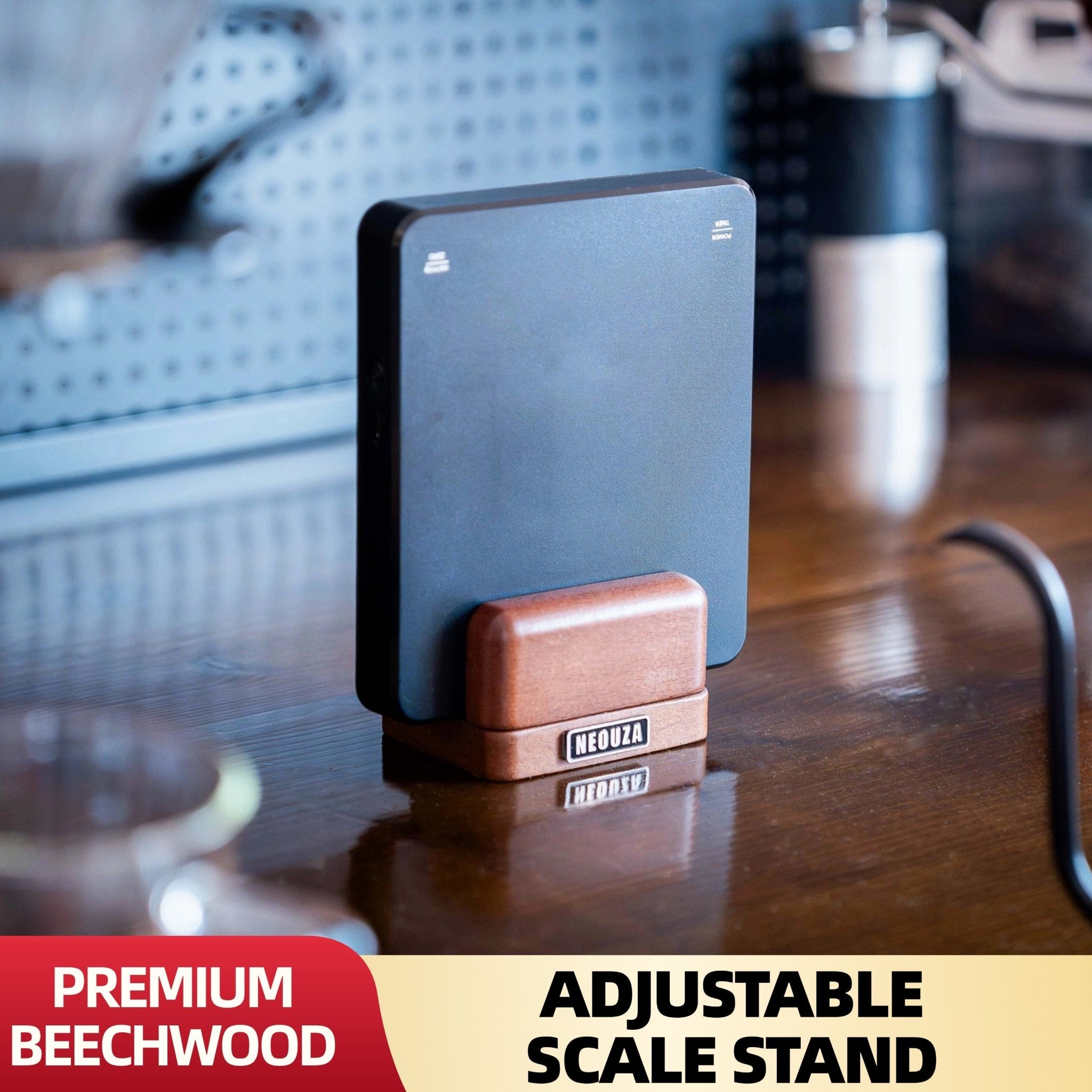 NEOUZA Adjustable Scale Stand for Digital Coffee Scal | Phone and Tablet Stand | Laptop Stand | Multi-Device Stand | Beechwood - NEOUZA Official Website