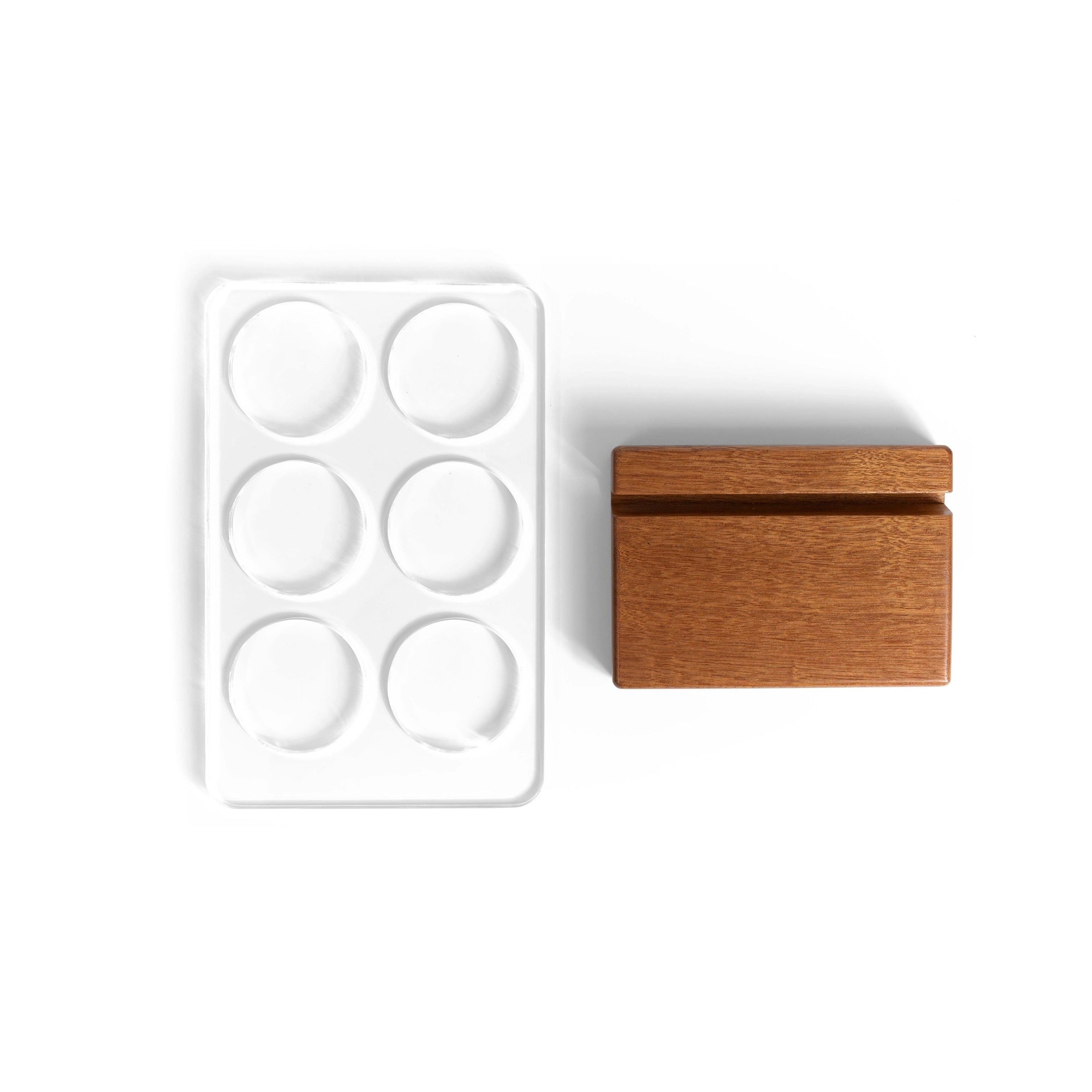NEOUZA Espresso Filter Basket Stand 51/53/54/58mm Portafilter Basket Holder Rack, Wooden Acrylic, Sieve Basket Storage for Coffee Machine