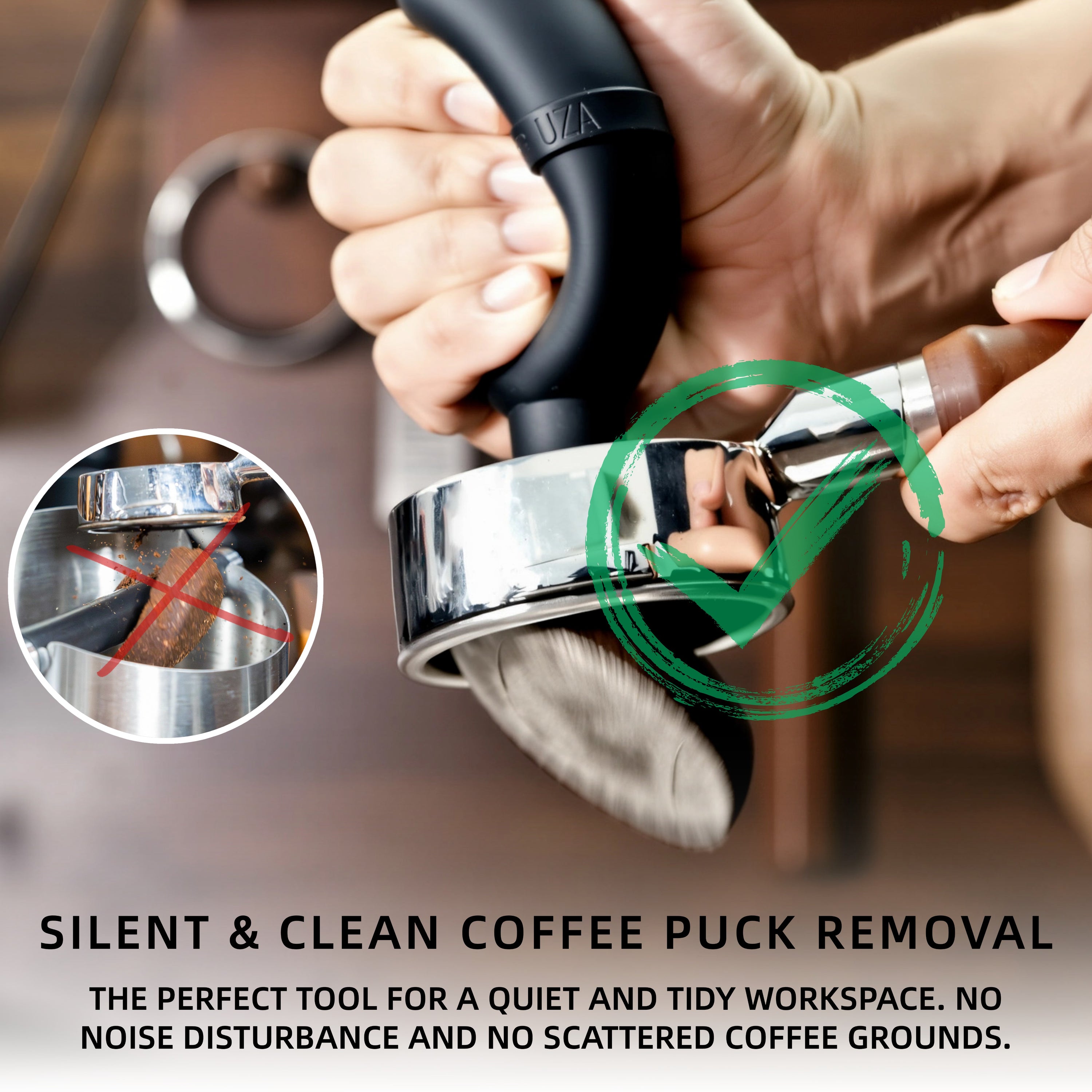 NEOUZA Coffee air blower, silent no-tap residue bin coffee grounds cleaning tool, silicone washable