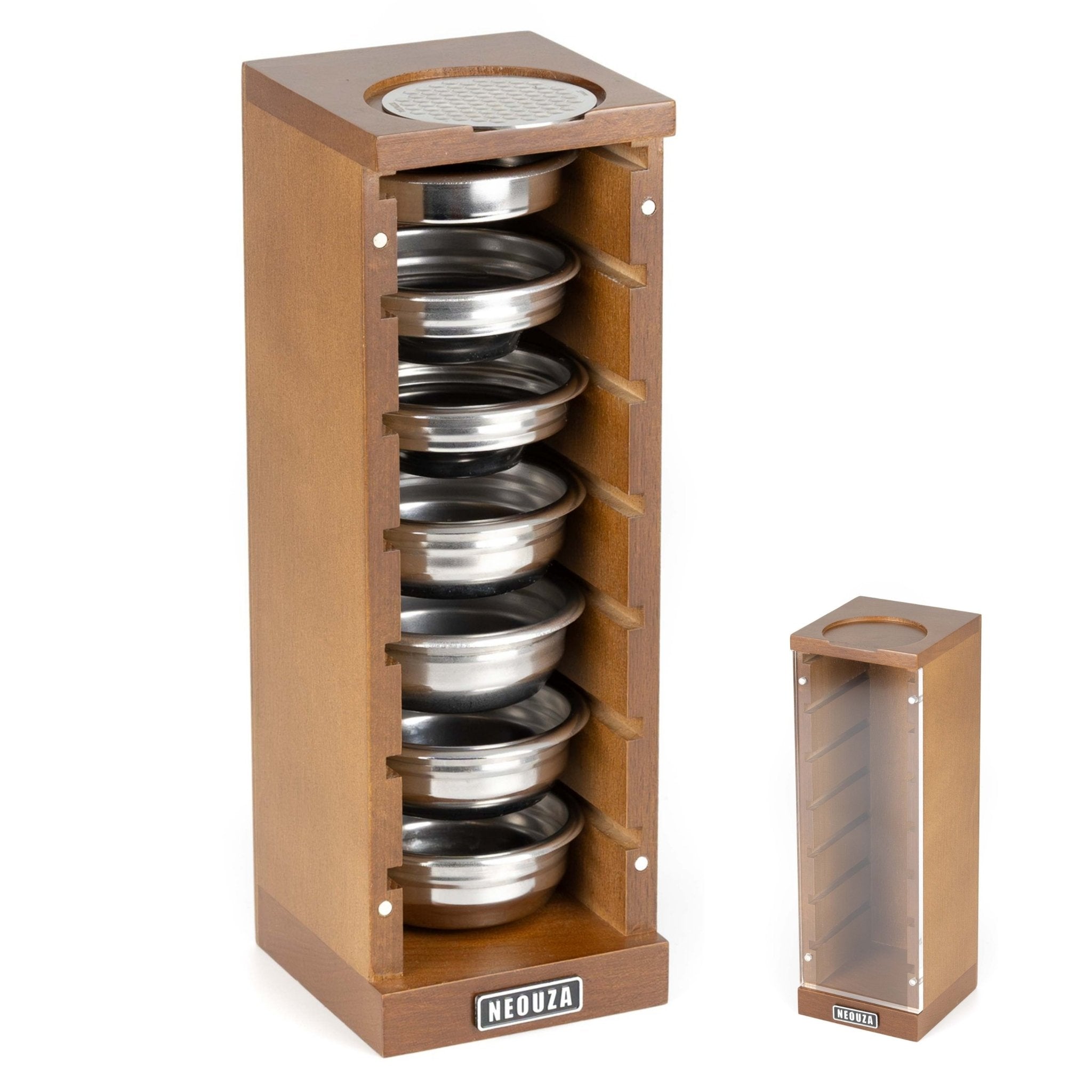 NEOUZA Espresso Filter Basket Stand for Filter Basket & Puck Screen, Holds Up to 7 Baskets, Removable Door, Beech Wood - NEOUZA Official Website