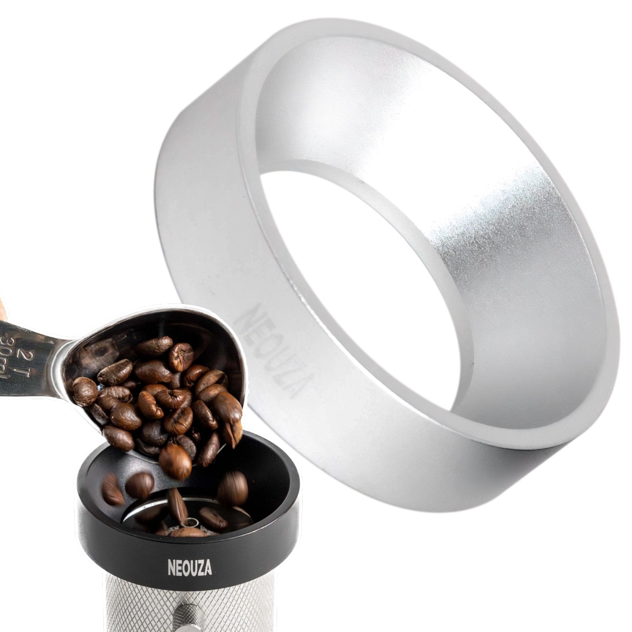 NEOUZA Manual Coffee Grinder Ring - Spill Proof Bean Funnel for KINGrinder K6/P2, Timemore C2/C3, 1ZPRESSO, Wide Mouth Anti-Scatter Ring, Aluminum - NEOUZA Official Website