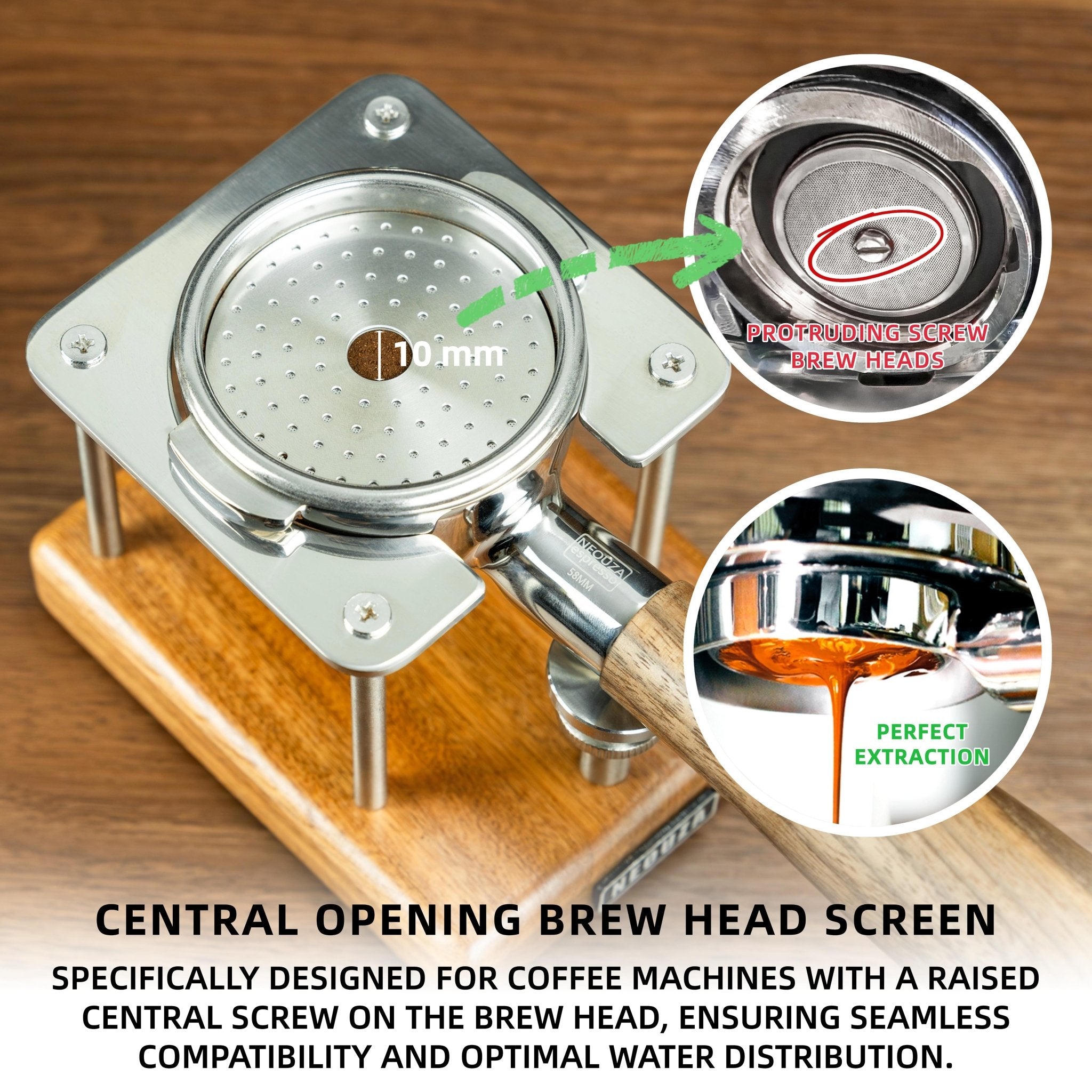 NEOUZA V3 Espresso 58mm Puck Screen with Round Hole in The Middle Screen 0.8mm Thickness Mesh Filter Stainless Steel for Barista Coffee Portafilter Basket Compatible with La Marzocco/Gaggia - NEOUZA Official Website