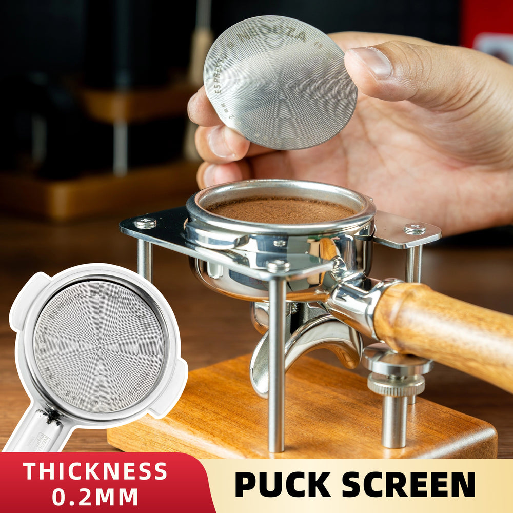 NEOUZA 51/53/58mm Espresso Puck Screen, 0.2mm Ultra Thin Coffee Filter, 304 Stainless Steel Reusable Mesh for Portafilter Basket, No Coffee Dose Reduction