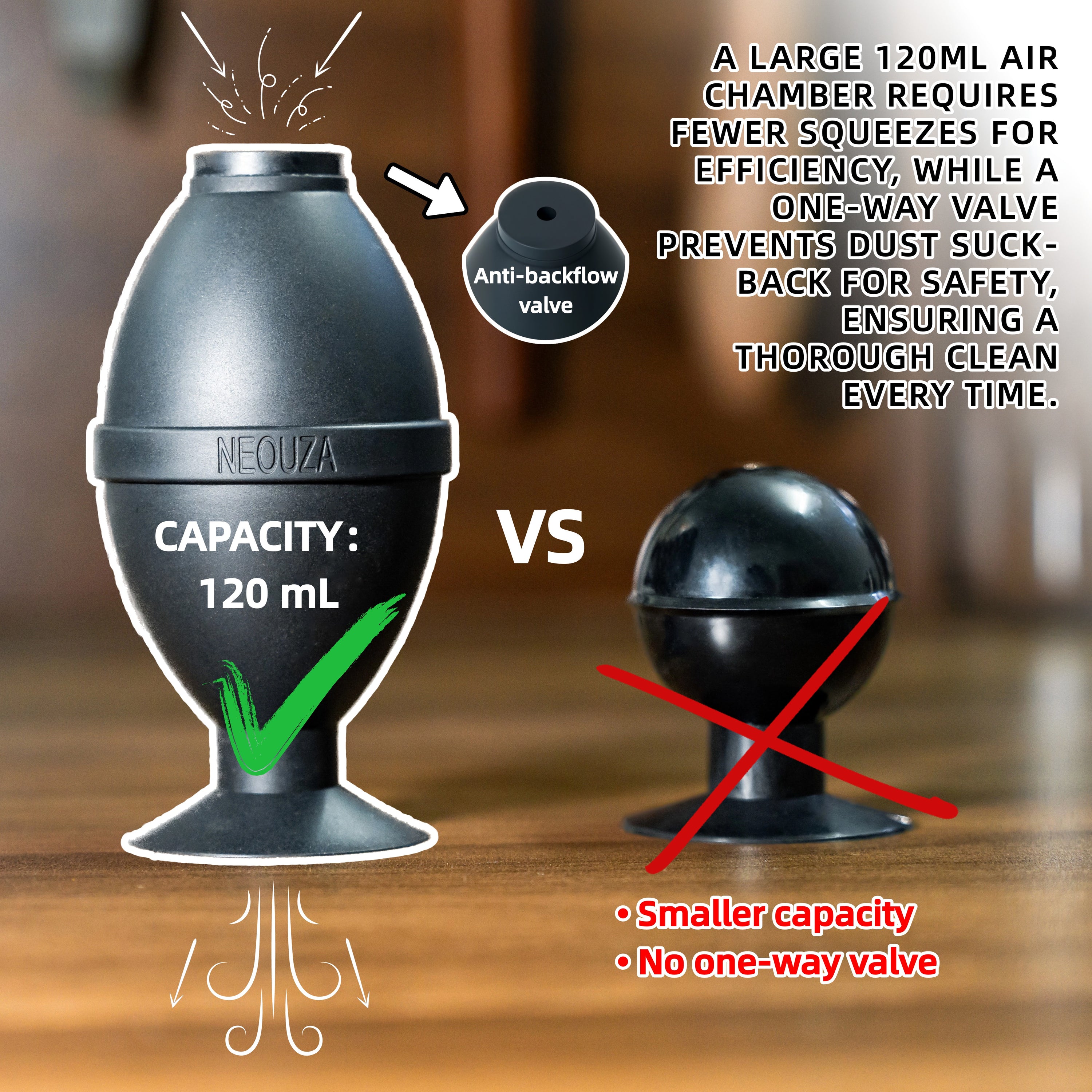 NEOUZA Coffee air blower, silent no-tap residue bin coffee grounds cleaning tool, silicone washable