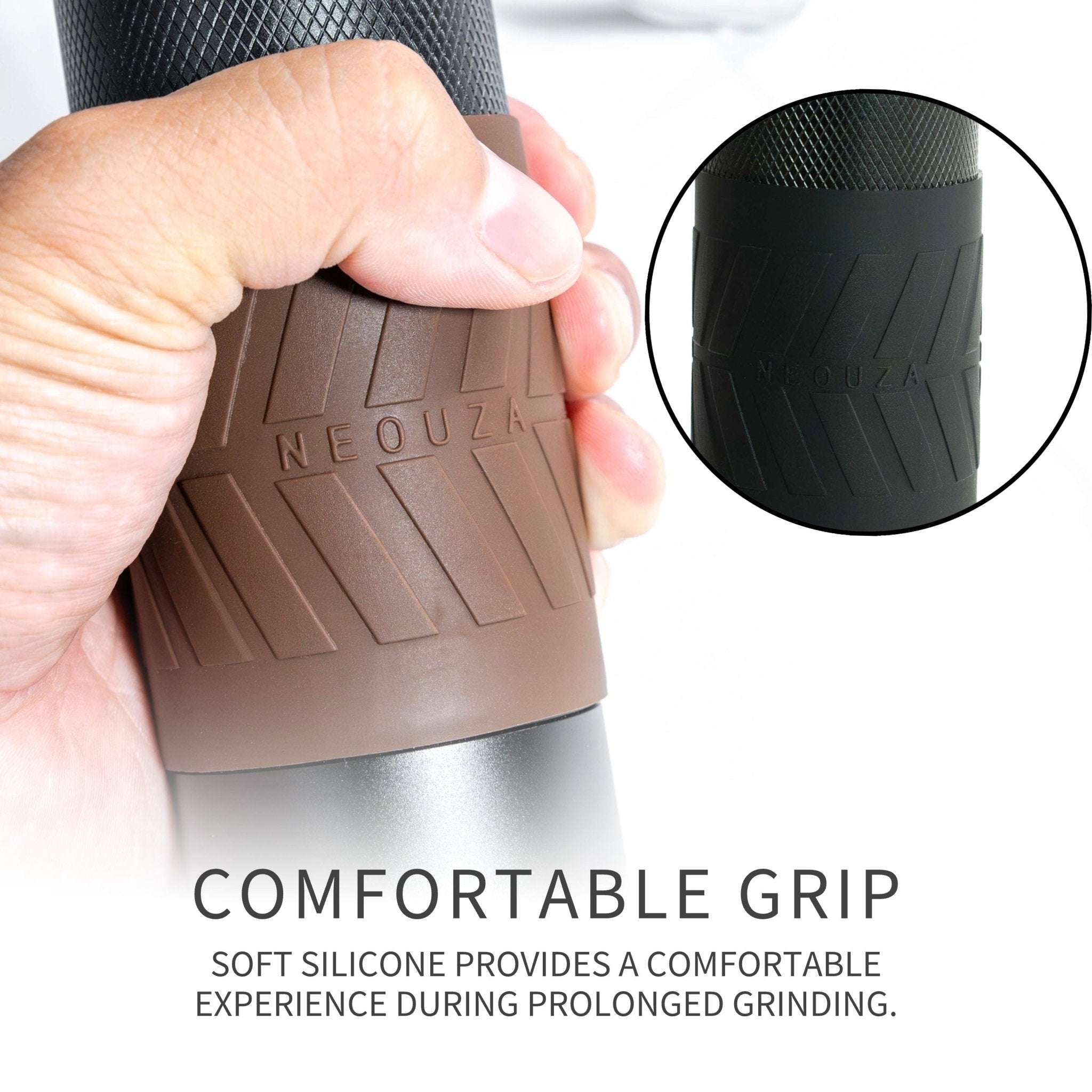 NEOUZA Manual Coffee Grinder Silicone Sleeve Adjustable, Espresso Hand Grinder Cover, Coffee Bean Mill Sheath Black and brown - NEOUZA Official Website