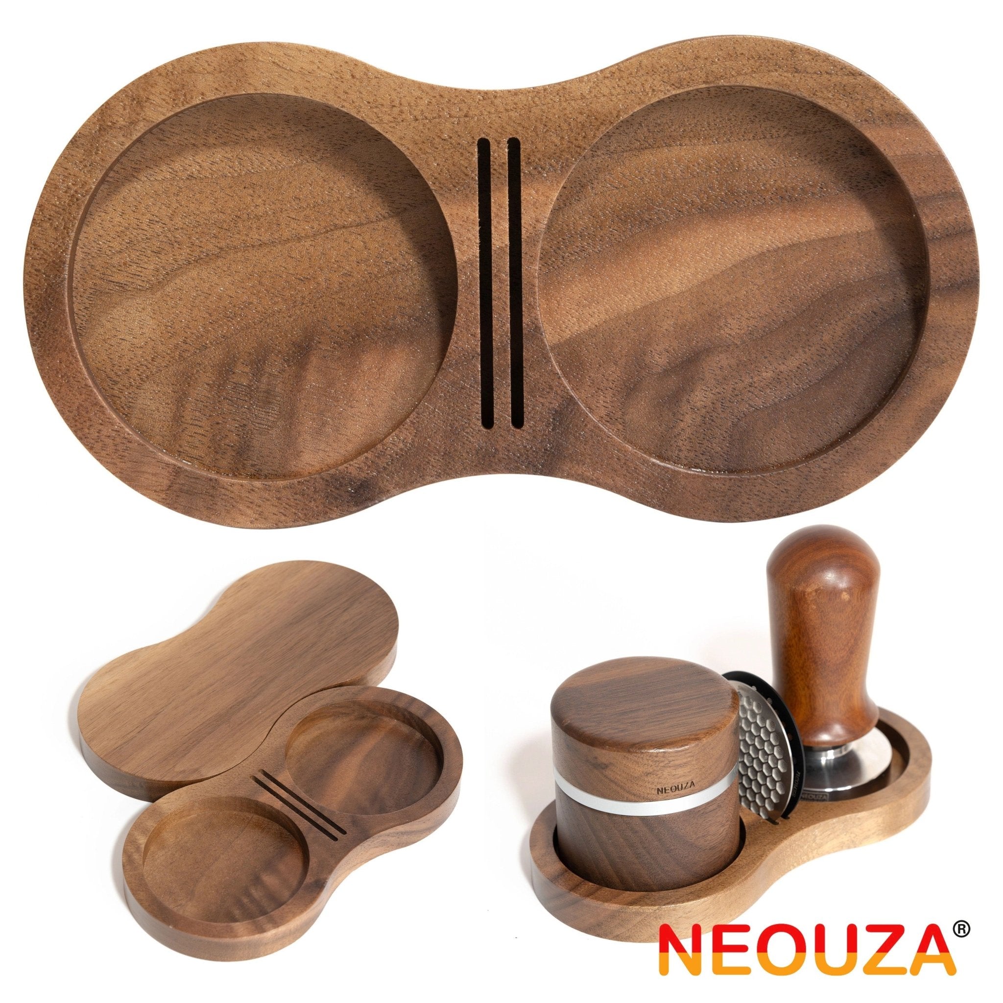NEOUZA Coffee Tamper Stand Holder for Tamper, Distribution Tool, Puck Screen, Walnut Wood,51mm 53mm 58mm Universal - NEOUZA Official Website