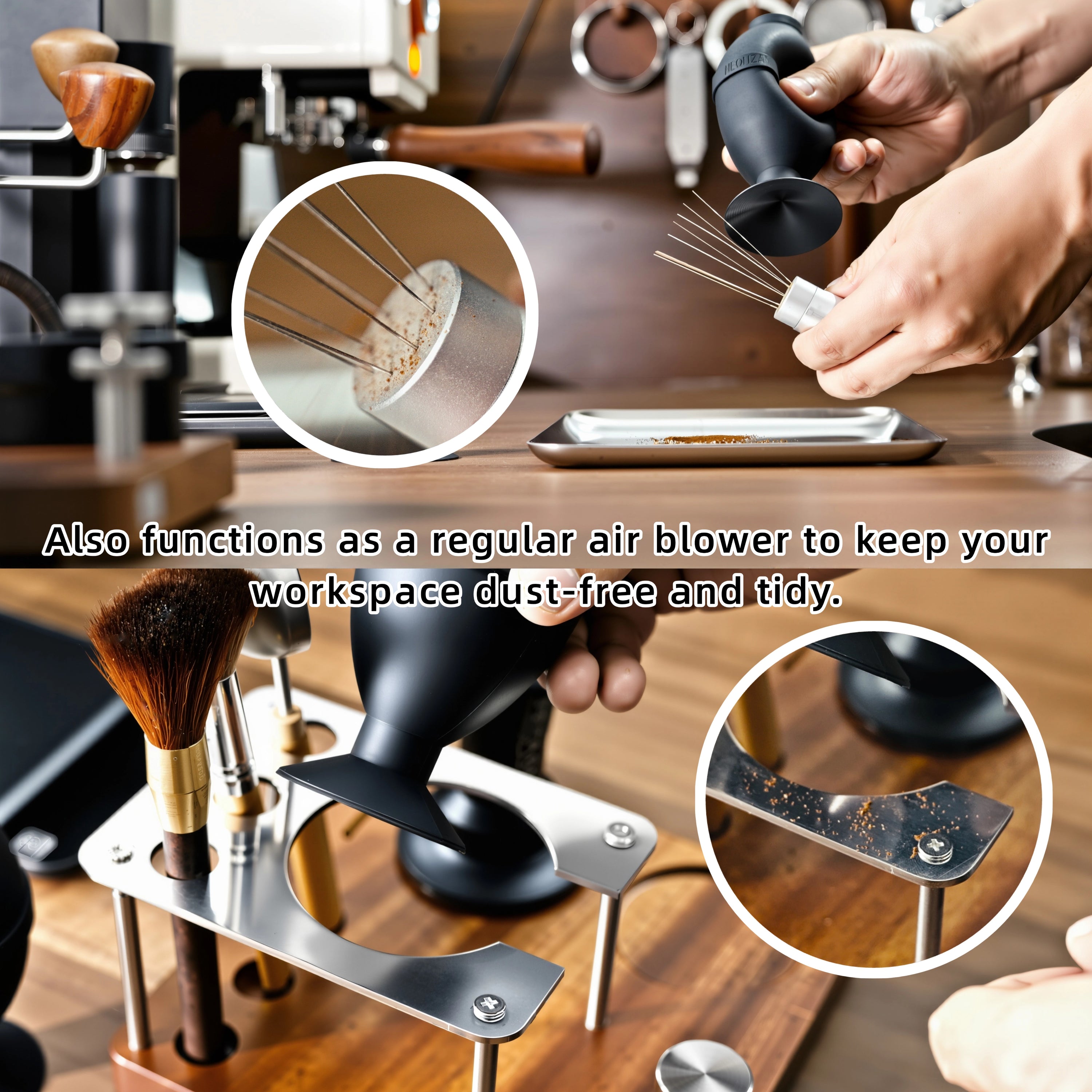 NEOUZA Coffee air blower, silent no-tap residue bin coffee grounds cleaning tool, silicone washable