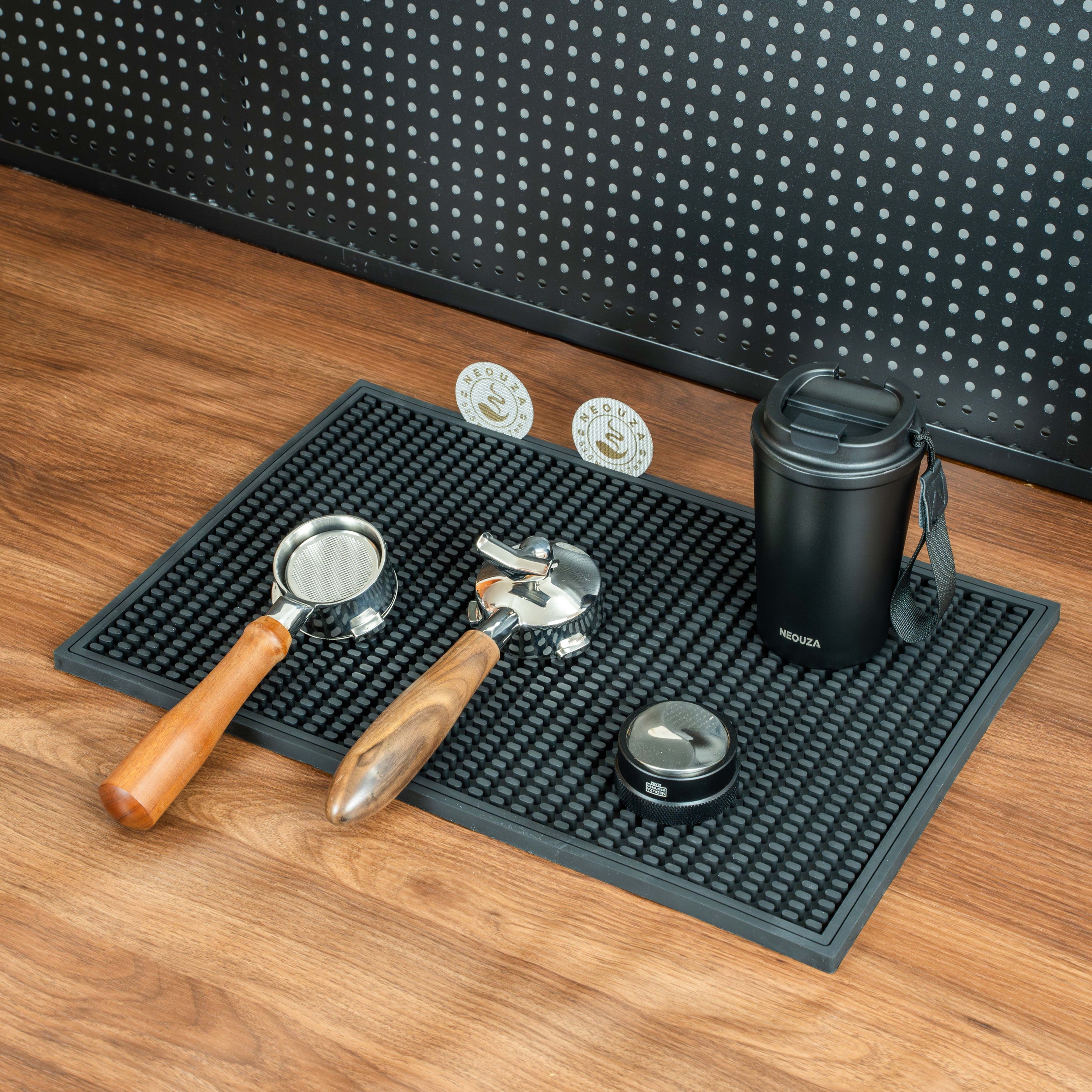 NEOUZA Silicone Bar Mat for Countertop, Heat-Resistant and Spill-Proof Bartending Mat, Modern Minimalist Style Cup Coaster for Home Bar and Coffee Bar