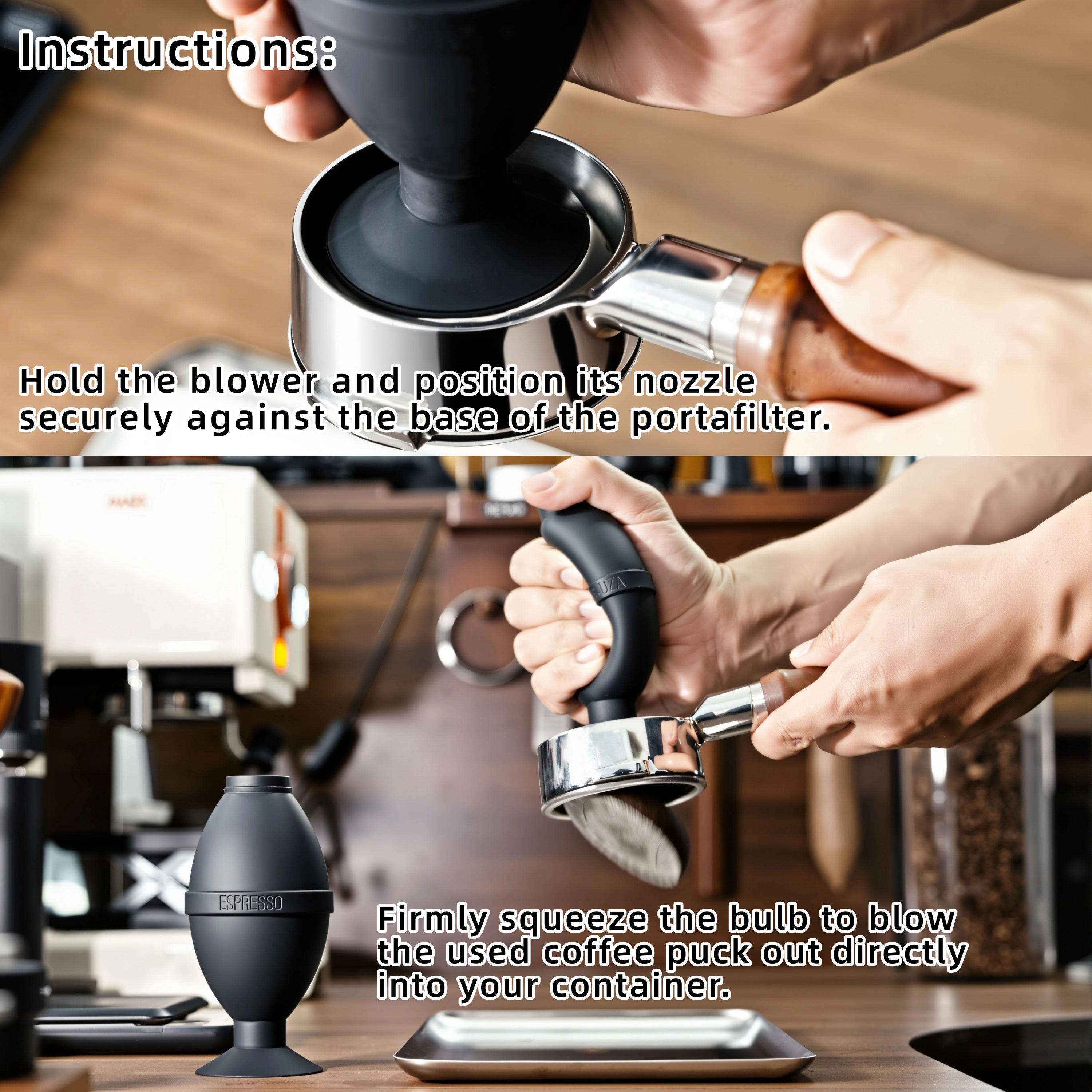 NEOUZA Coffee air blower, silent no-tap residue bin coffee grounds cleaning tool, silicone washable