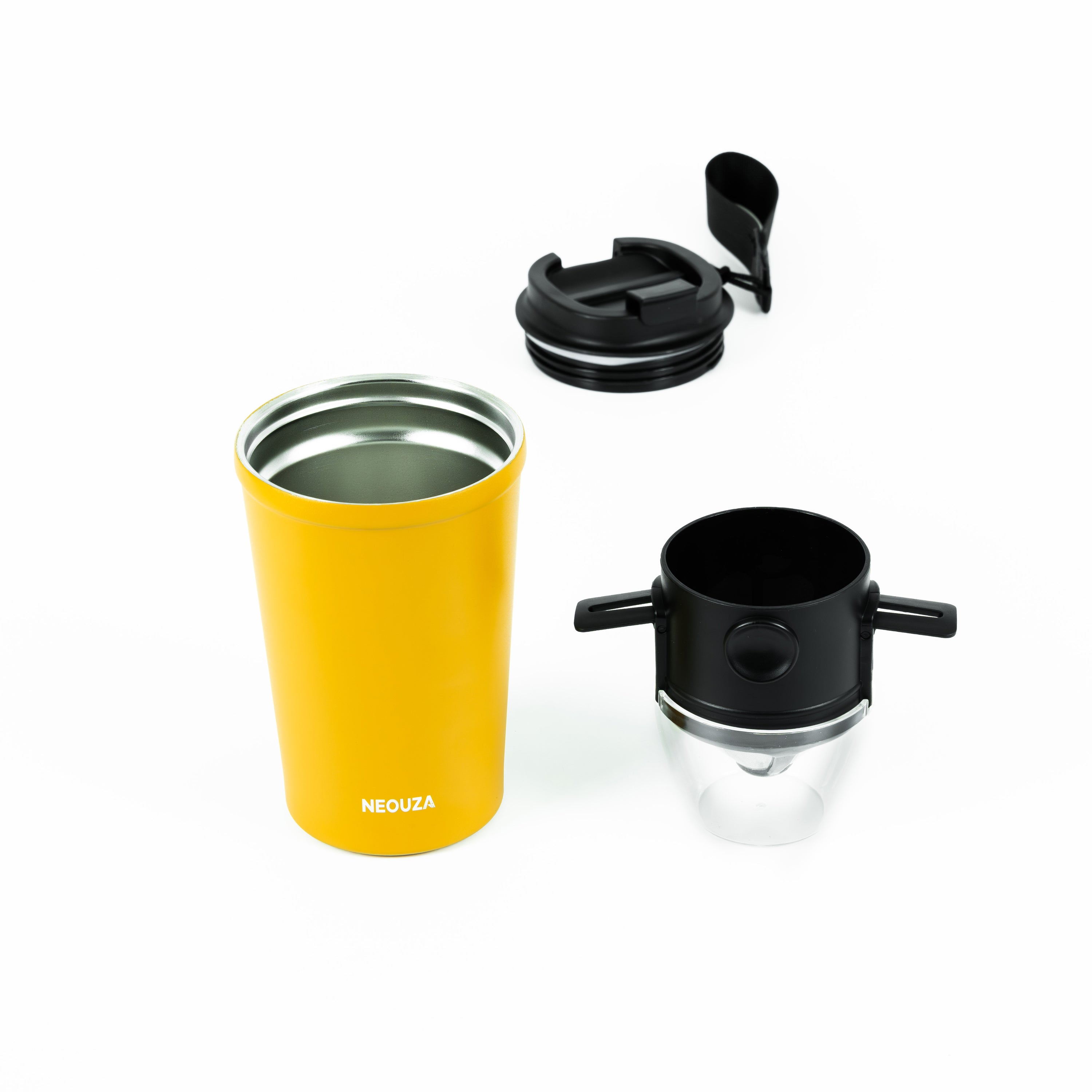 NEOUZA Pour Over Coffee Dripper with Vacuum Insulated Tumbler, Reusable Stainless Steel Coffee Filter, Portable Collapsible Paperless Coffee Maker for Camping, Travel