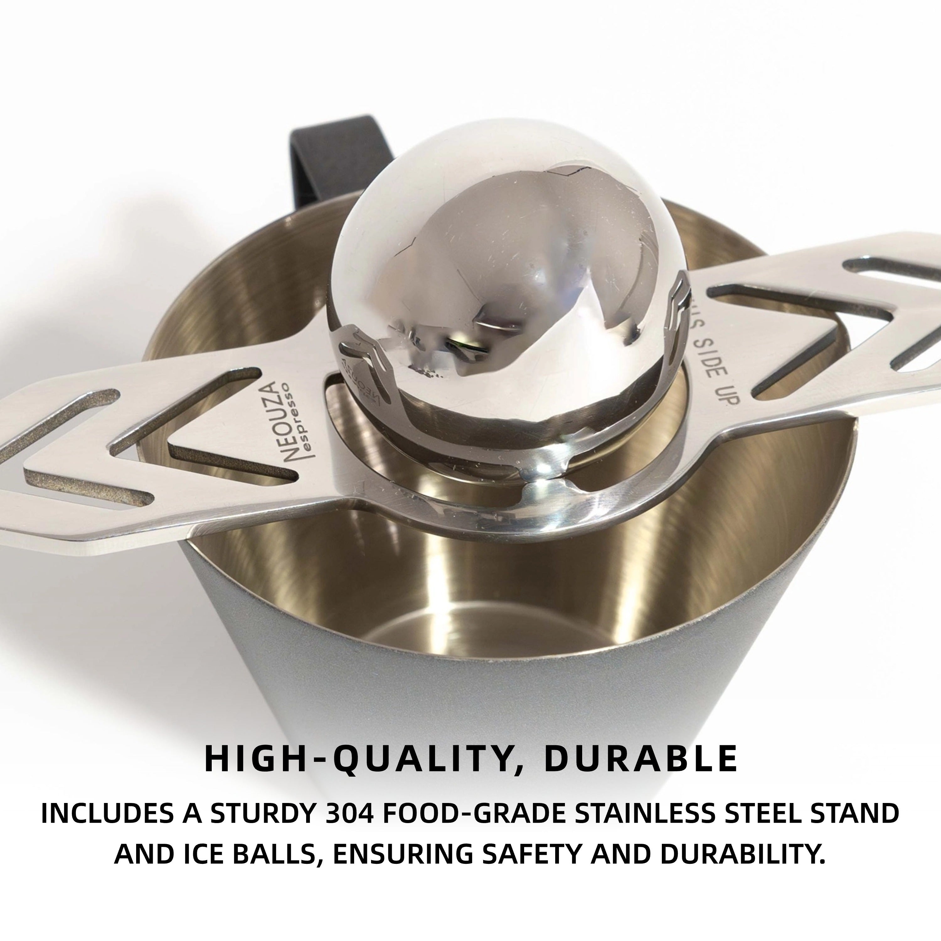 NEOUZA Espresso Extract Chilling Ball, Stainless Steel Frozen Ball Stand for Coffee Machine, Ice Ball for Pour Over Coffee