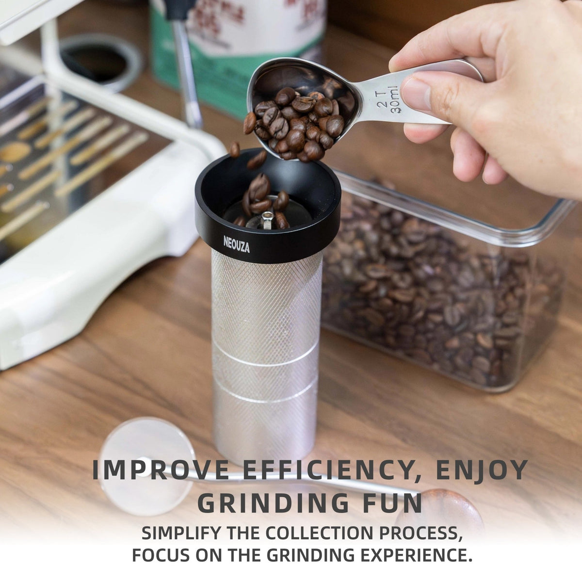 NEOUZA Manual Coffee Grinder Storage Station, Hand-Crank Coffee Grinder Holder, Multifunctional Partition Solid Wood Storage Rack - NEOUZA Official Website