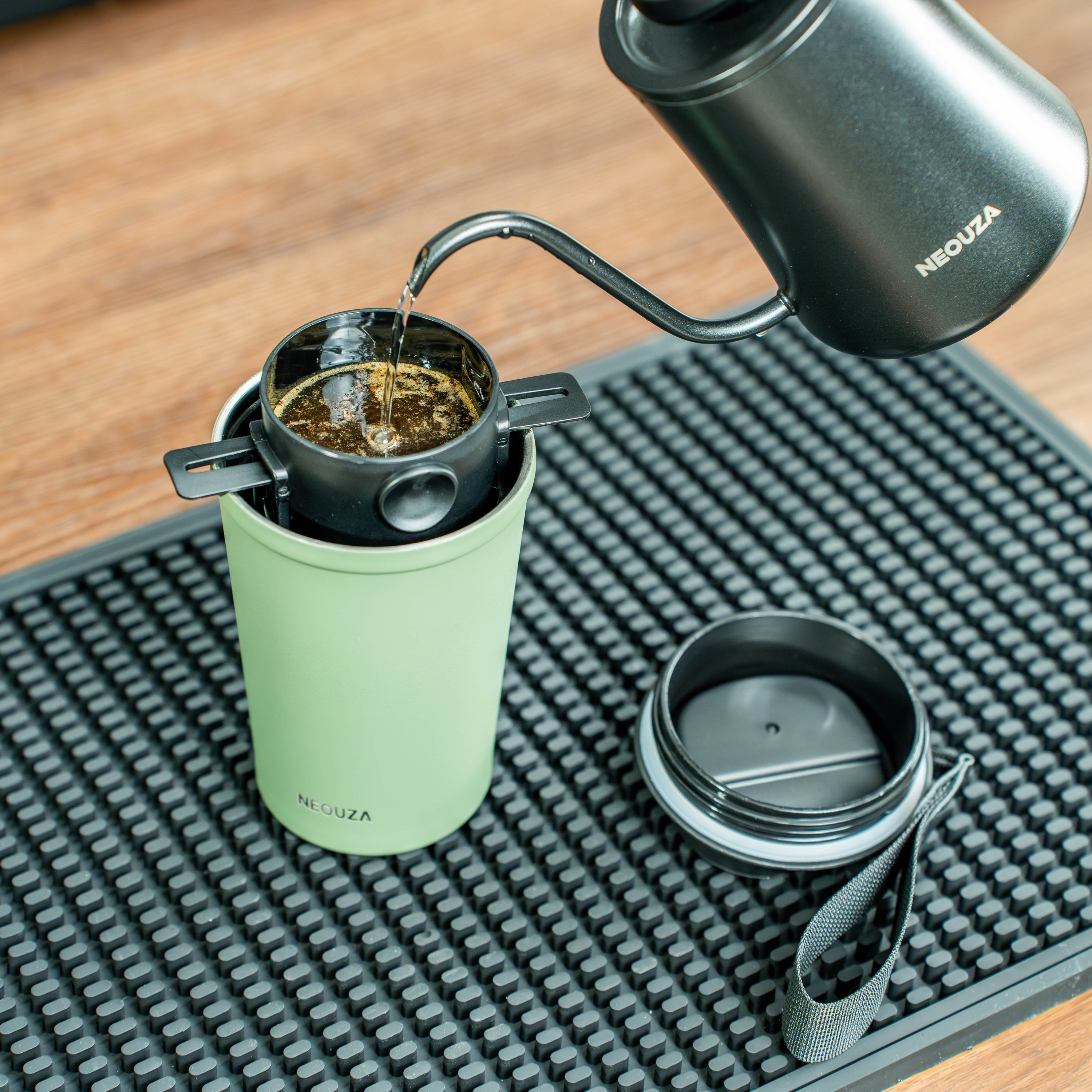 NEOUZA Pour Over Coffee Dripper with Vacuum Insulated Tumbler, Reusable Stainless Steel Coffee Filter, Portable Collapsible Paperless Coffee Maker for Camping, Travel