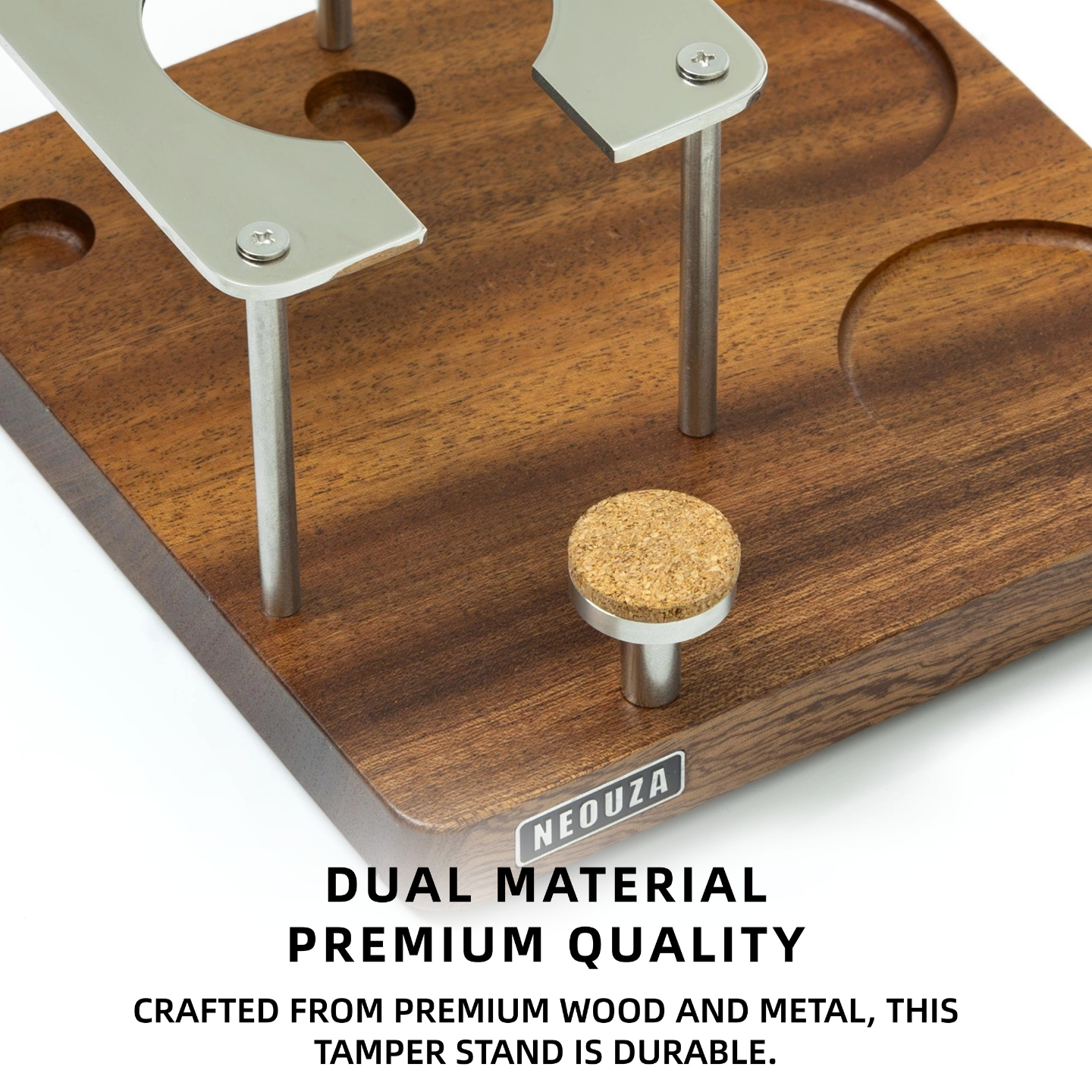 NEOUZA espresso tamper stand and distributor storage station, suitable for 51/53/58mm tampers and distributors, metal storage stand, handle holder, tamping mat