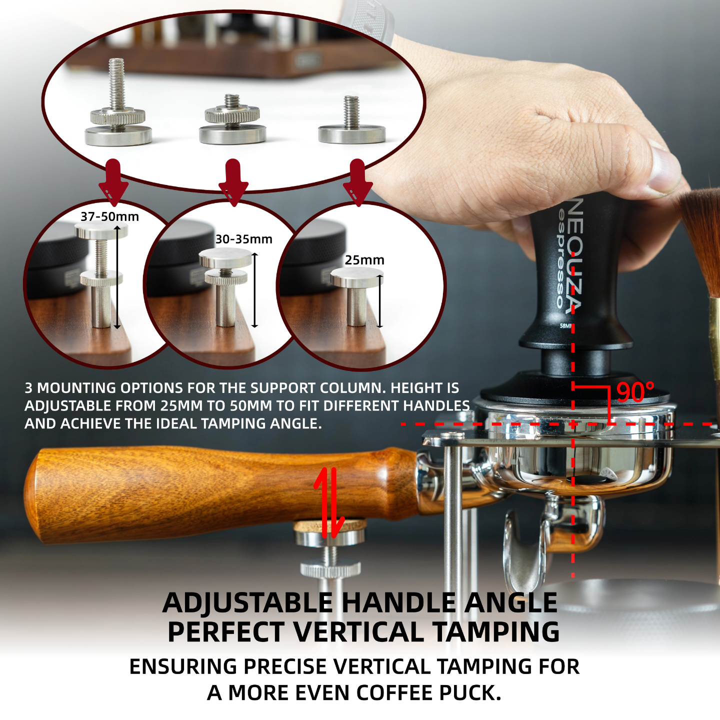 NEOUZA espresso tamper stand and distributor storage station, suitable for 51/53/58mm tampers and distributors, metal storage stand, handle holder, tamping mat