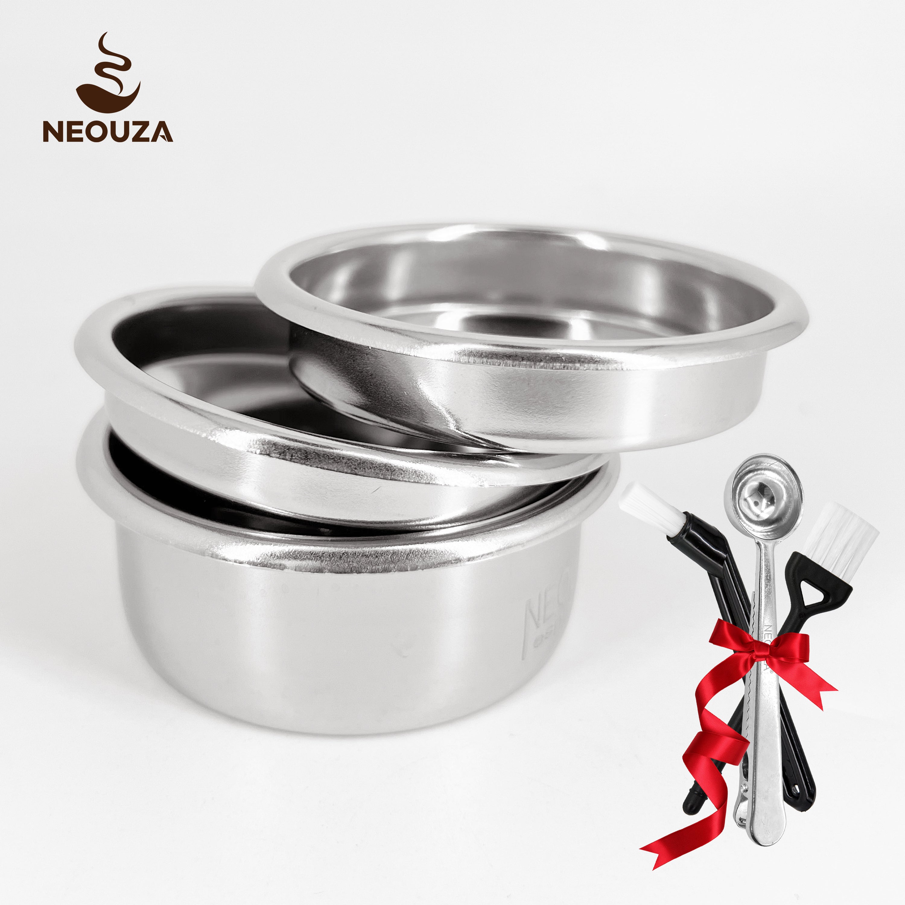 NEOUZA Filterkorb 54 mm für Espressomaschine Breville, Espressozubehör, Barista-Ersatzteile, bodenloser Siebträger aus 304 Edelstahl, 2 Tassen 