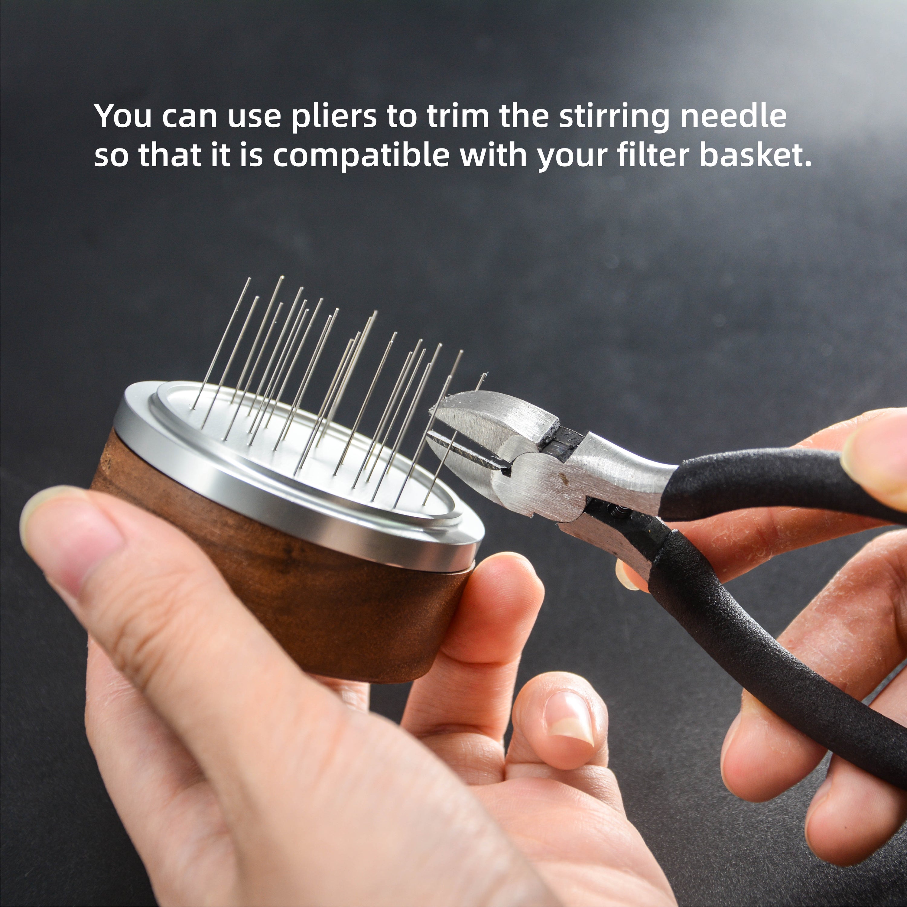 NEOUZA Palm WDT Tool Spinning Espresso Stirrer with Cover,24 Pins, 3 Length Trimmable, Distribution Leveler Accessories for Coffee Machine Portafilters (51/53/58)