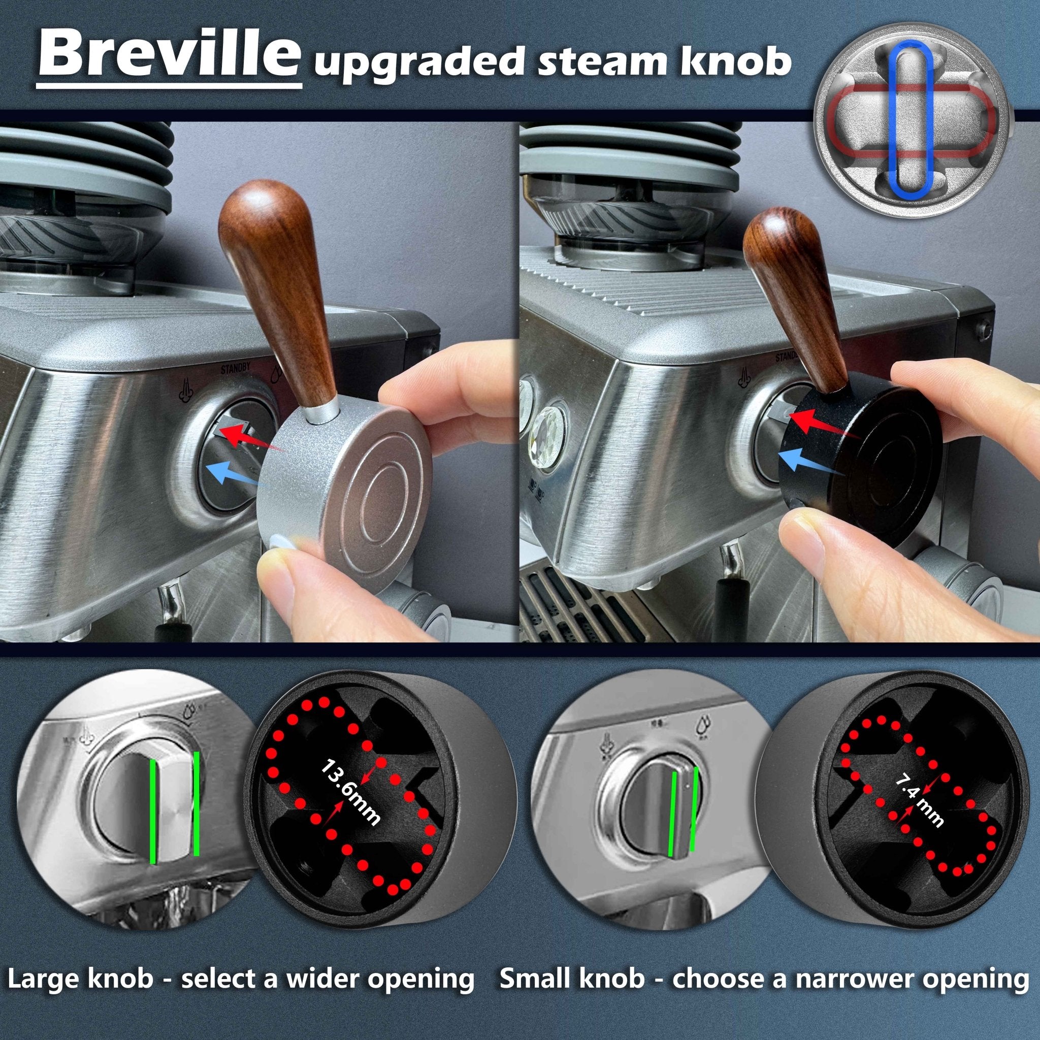 NEOUZA Espresso Machine Upgraded Steam Lever Compatible for Breville Sage Barista Express BES870XL BES875 BES876, Aluminum, Wood Handle - NEOUZA Official Website