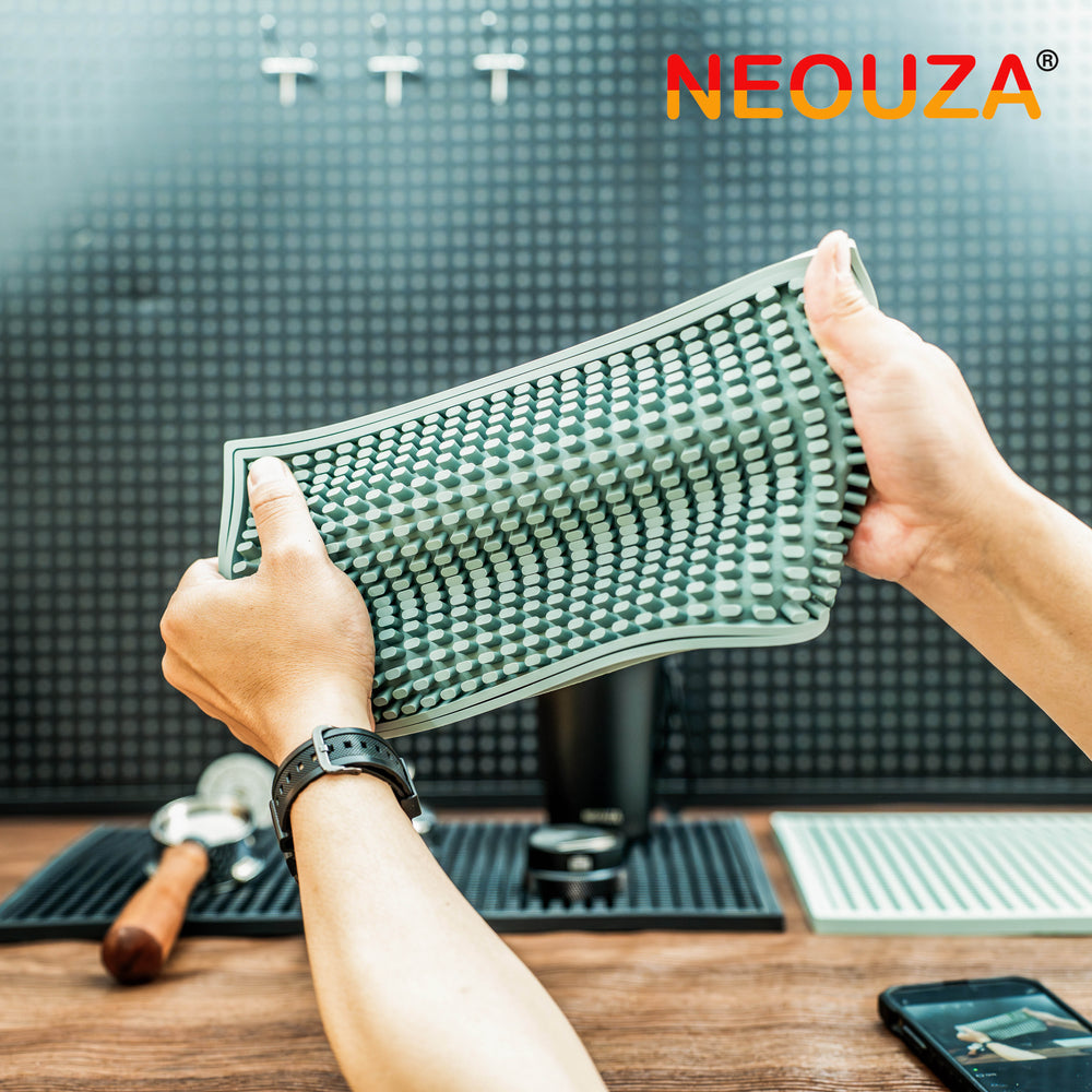 NEOUZA Silicone Bar Mat for Countertop, Heat-Resistant and Spill-Proof Bartending Mat, Modern Minimalist Style Cup Coaster for Home Bar and Coffee Bar