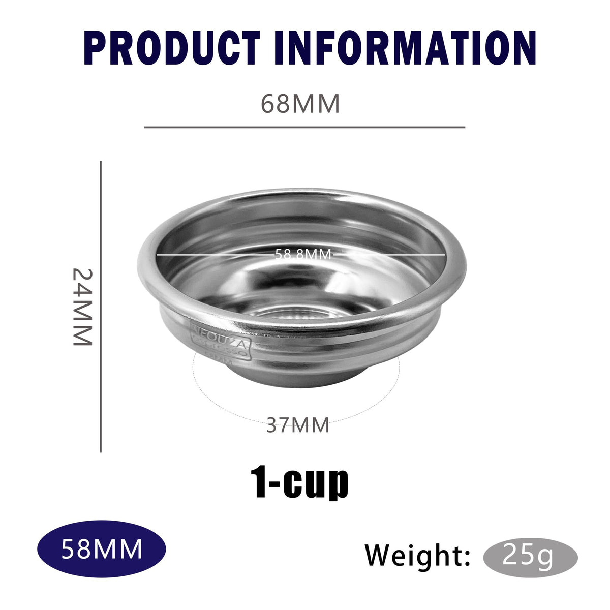 NEOUZA 58mm Stainless Steel Filter Basket 1/2 Cup for Espresso Bottomless Portafilter,compatible with Expobar,Breville 9,Nuova,La marzocco,E61 Rancilio,Gemilai 58mm Coffee Machine - NEOUZA Official Website