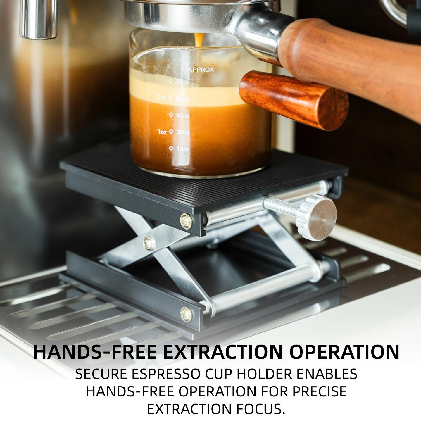 NEOUZA coffee machine splash guard suitable for handleless coffee machines, adjustable from 2-9 cm, used for cleaning espresso extraction precision tool, aluminum base