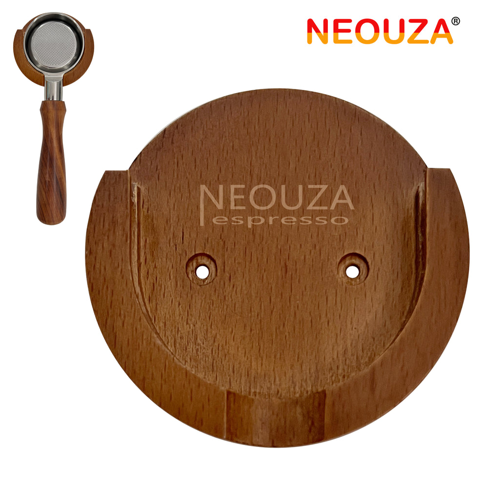 NEOUZA Coffee Portafilter Wall Rack Holder, Wooden Espresso Accessories Wall Mount Hanger for 51/54mm, Easy to Install