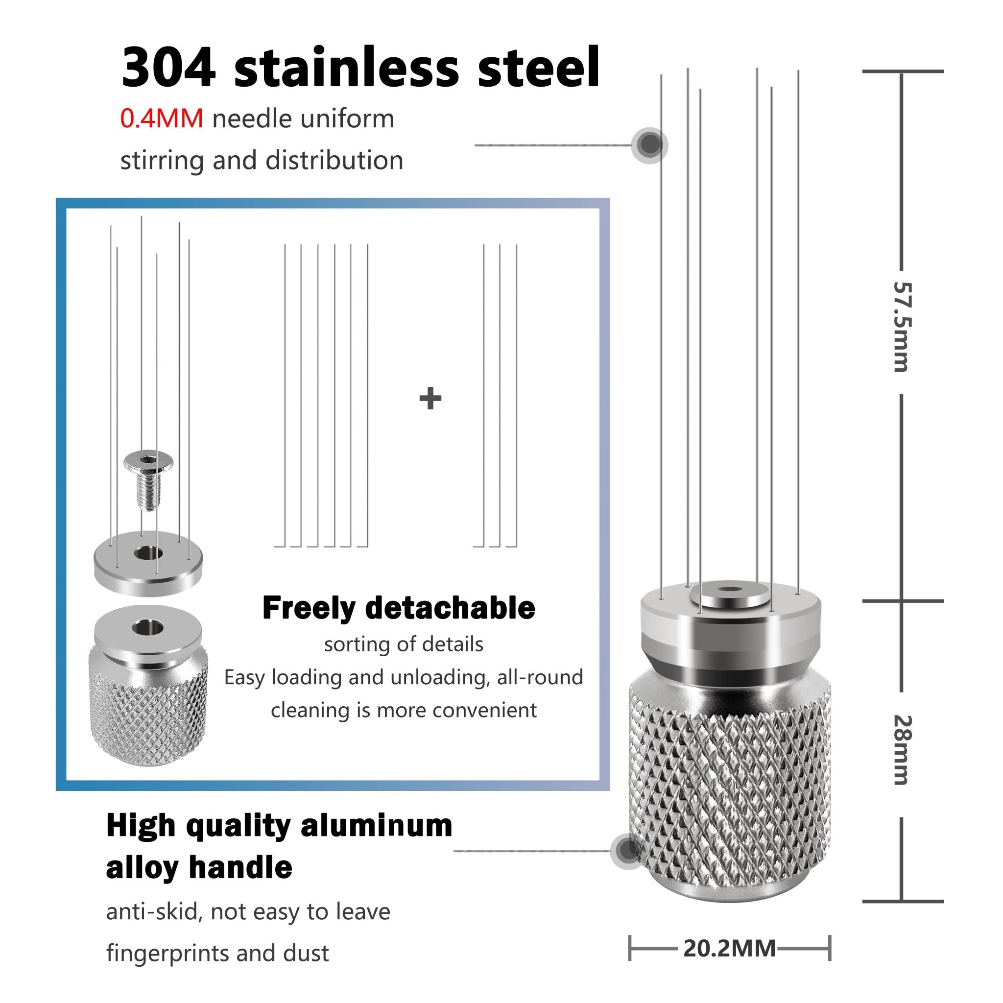 NEOUZA （6pin-S）Coffee WDT Distribution Tool Accessories, distributor Tool Aluminum Handle, 0.4mm 6 Stainless Pin , Espresso Powder Stirrer - NEOUZA Official Website