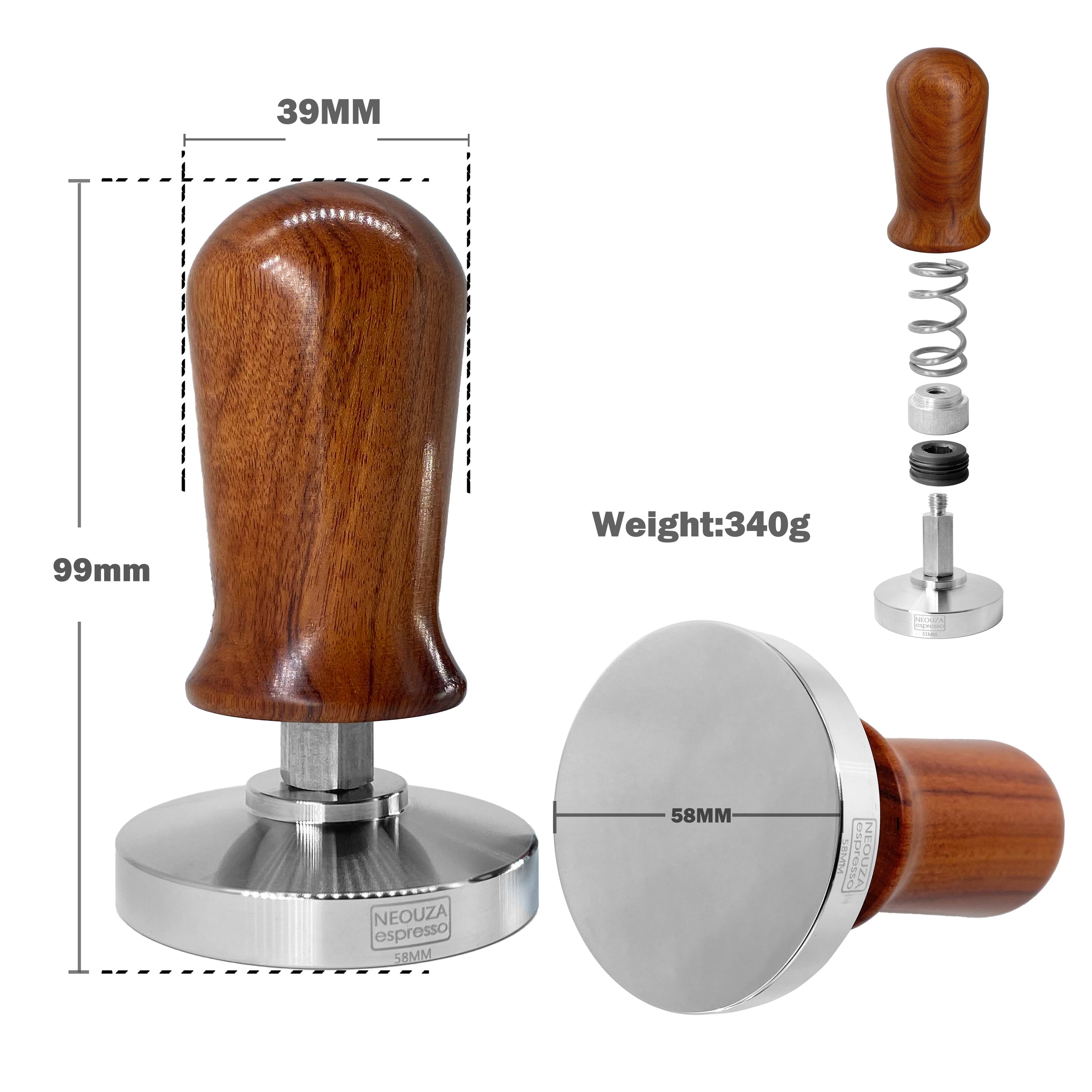 NEOUZA Calibrated Tamper for Espresso Coffee ,51/ 53/ 58mm Tamper