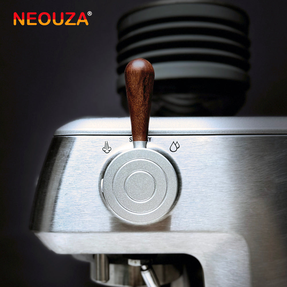 NEOUZA Espresso Machine Upgraded Steam Lever Compatible for Breville Sage Barista Express BES870XL BES875 BES876, Aluminum, Wood Handle