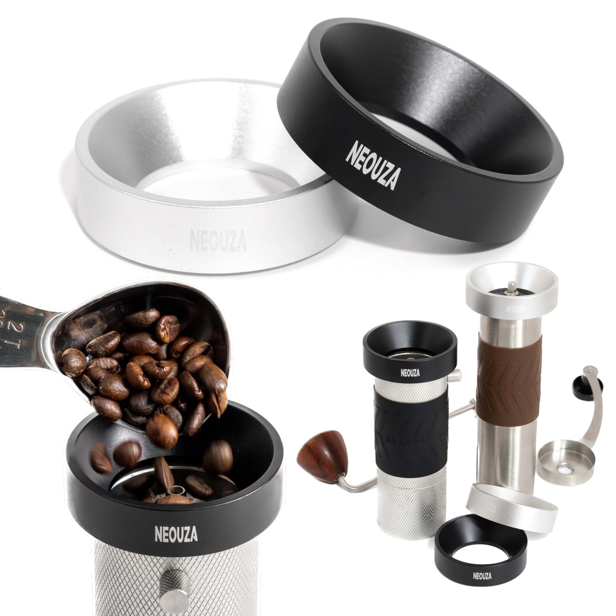 NEOUZA Manual Coffee Grinder Ring - Spill Proof Bean Funnel for KINGrinder K6/P2, Timemore C2/C3, 1ZPRESSO, Wide Mouth Anti-Scatter Ring, Aluminum - NEOUZA Official Website