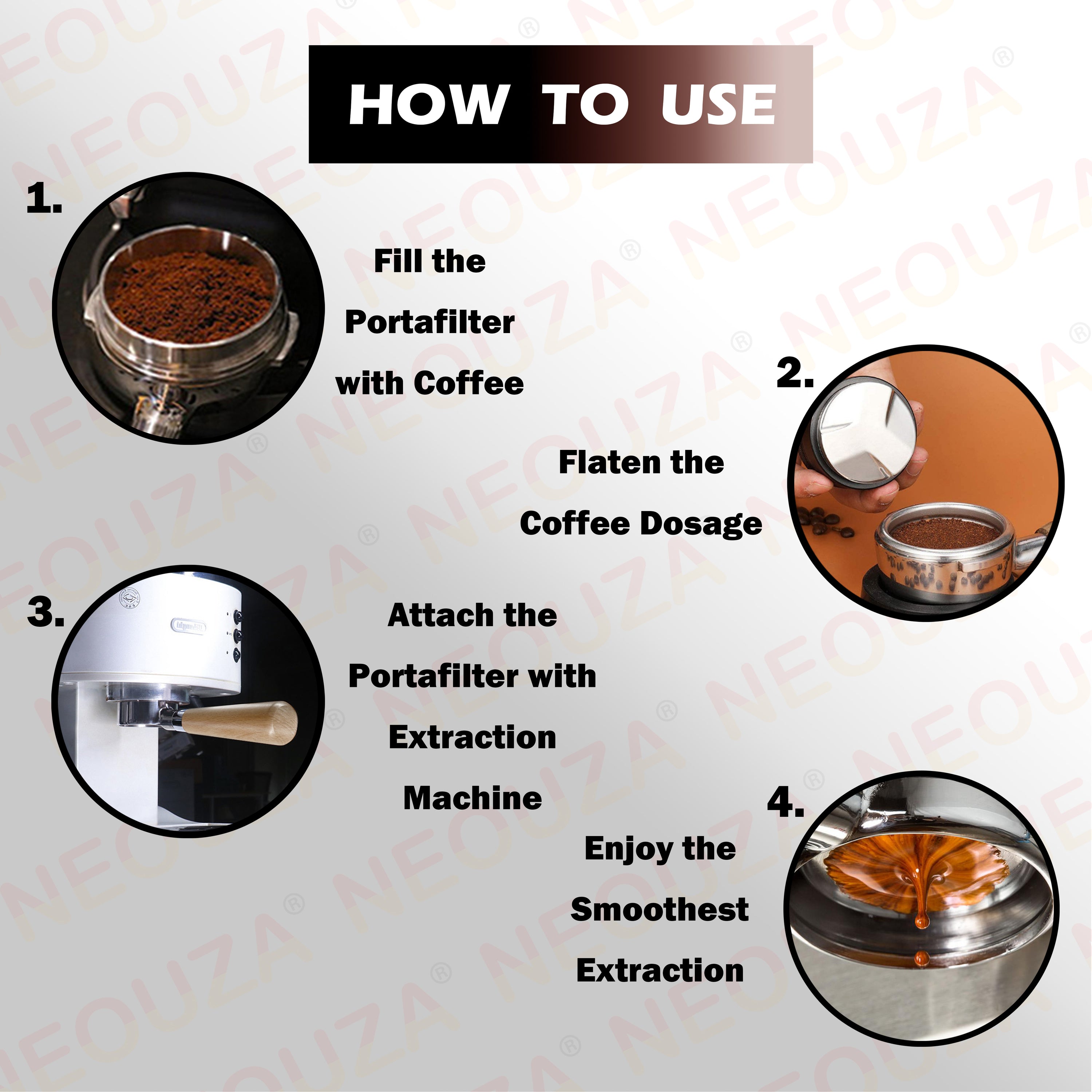 NEOUZA Coffee 51mm Bottomless Portafilter for Yabano Donlim Oster Nova PrimaLatte Baumann Giselle Petrus KCB Duchess Gevi Espresso Machine, No Base Filter Holder, Wooden Coffee Handle
