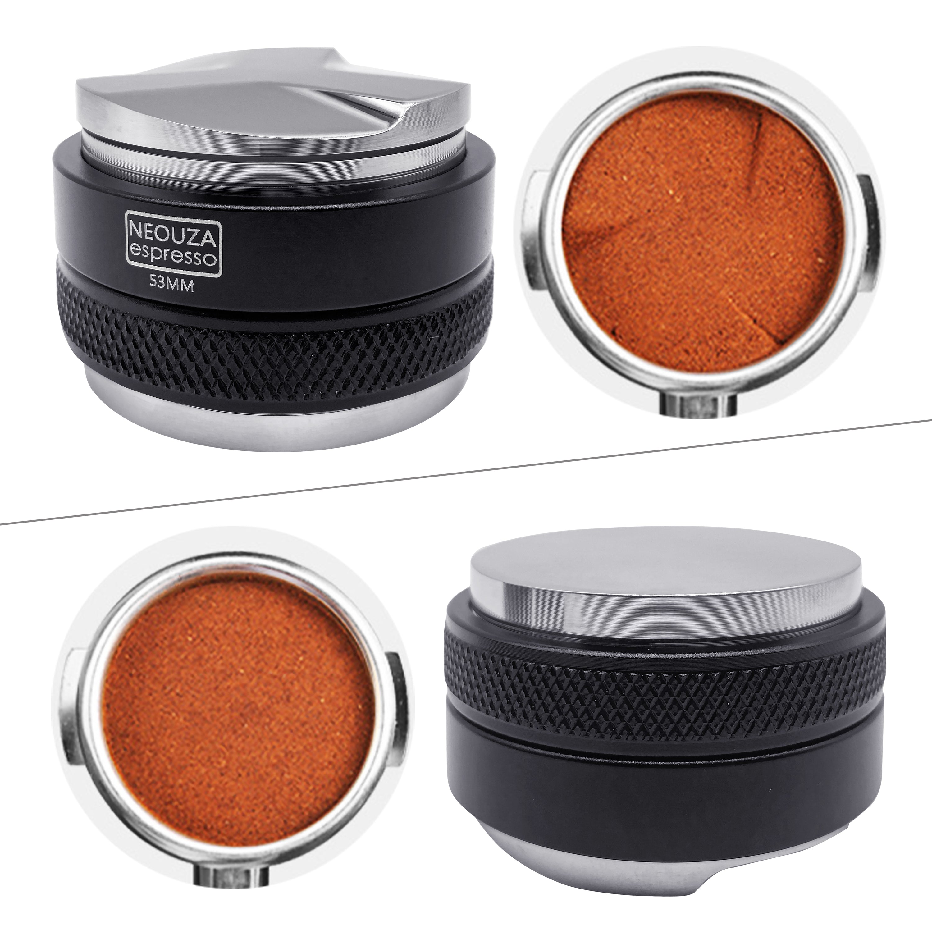NEOUZA 51/53/58mm Distributor & Tamper 2-in-1, Fits Delonghi/Breville/E61 Portafilters, Dual Head Adjustable Depth