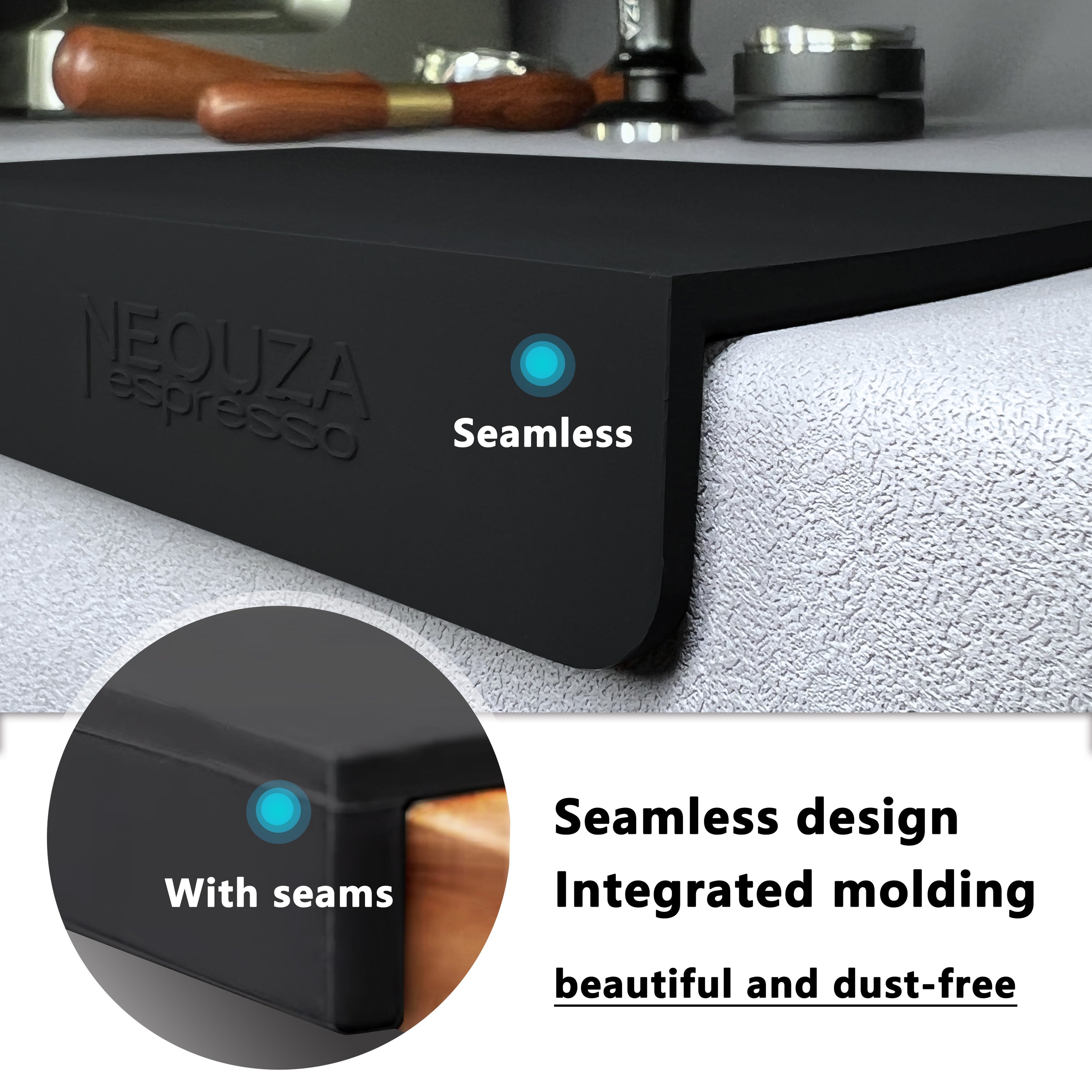 NEOUZA Espresso Tamper Mat, Coffee Corner Tamping Station, Silicone Food Grade Pad for Bottomless Portafilter Home Kitchen Office Bar Shop