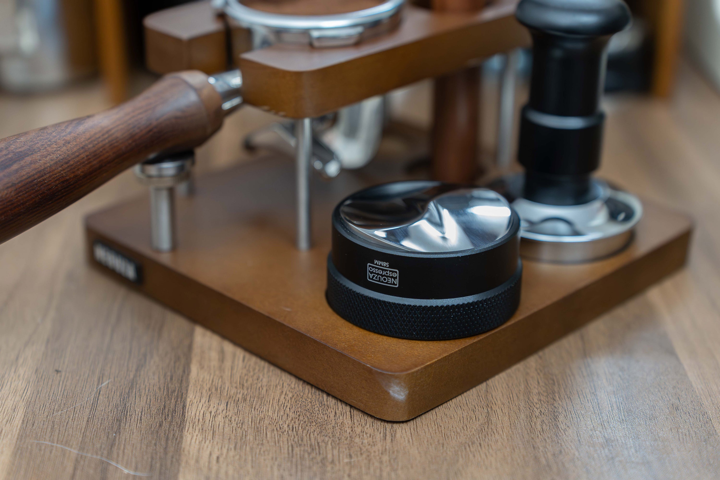 NEOUZA Coffee Gravity Adaptive Distributor for Espresso Portafilter, 51mm,53mm,58mm, Auto Leveling Distributor, Leveler with S-Shaped Base