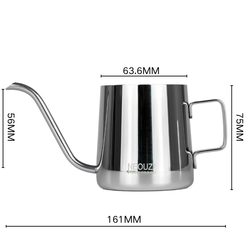 NEOUZA 250ml Pour Over Coffee Kettle with 50 Coffee Drip Bags, Silver Gooseneck Kettle, Stainless Steel Drip Coffee Maker Kettle