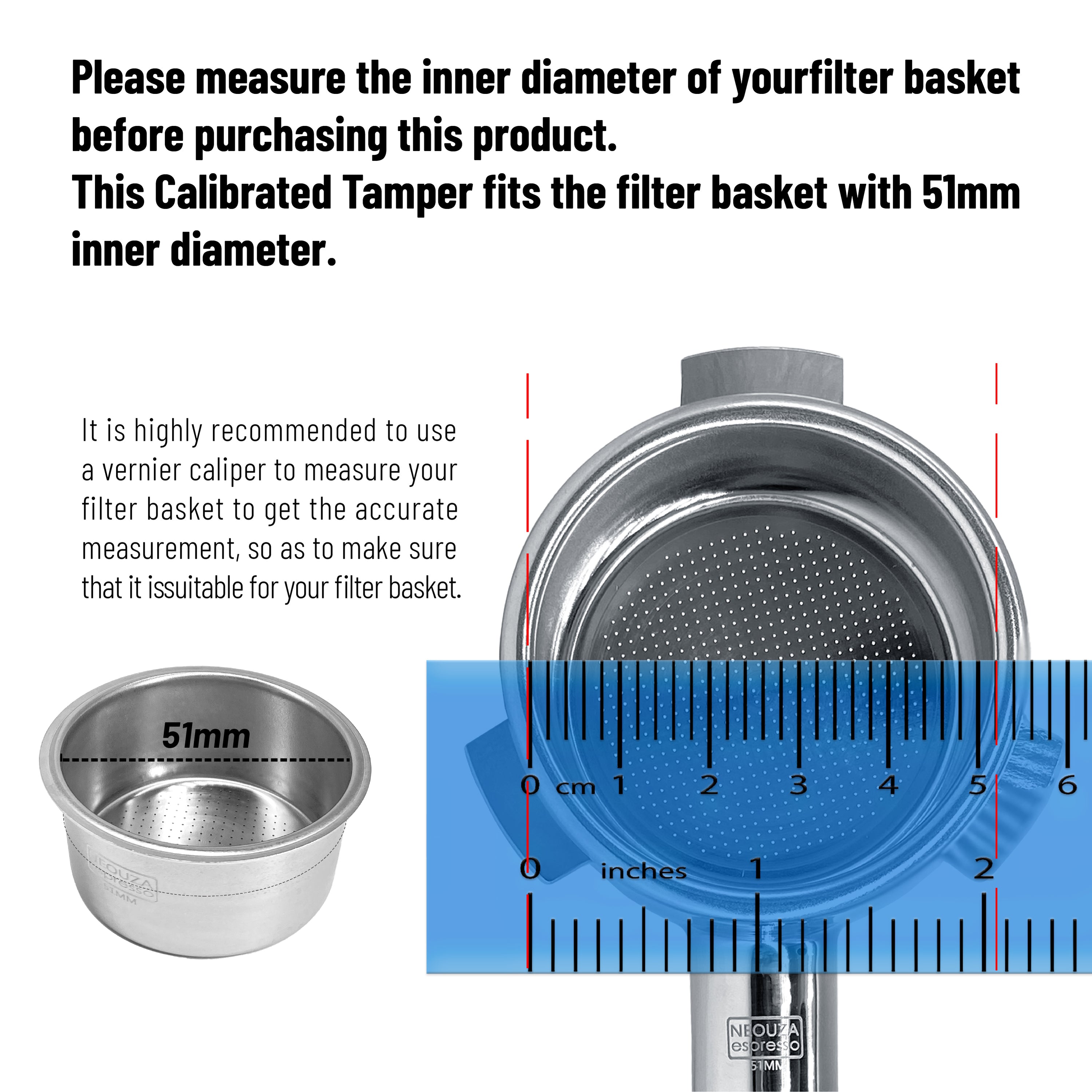 NEOUZA Calibrated Tamper for Espresso Coffee ,51/ 53/ 58mm Tamper