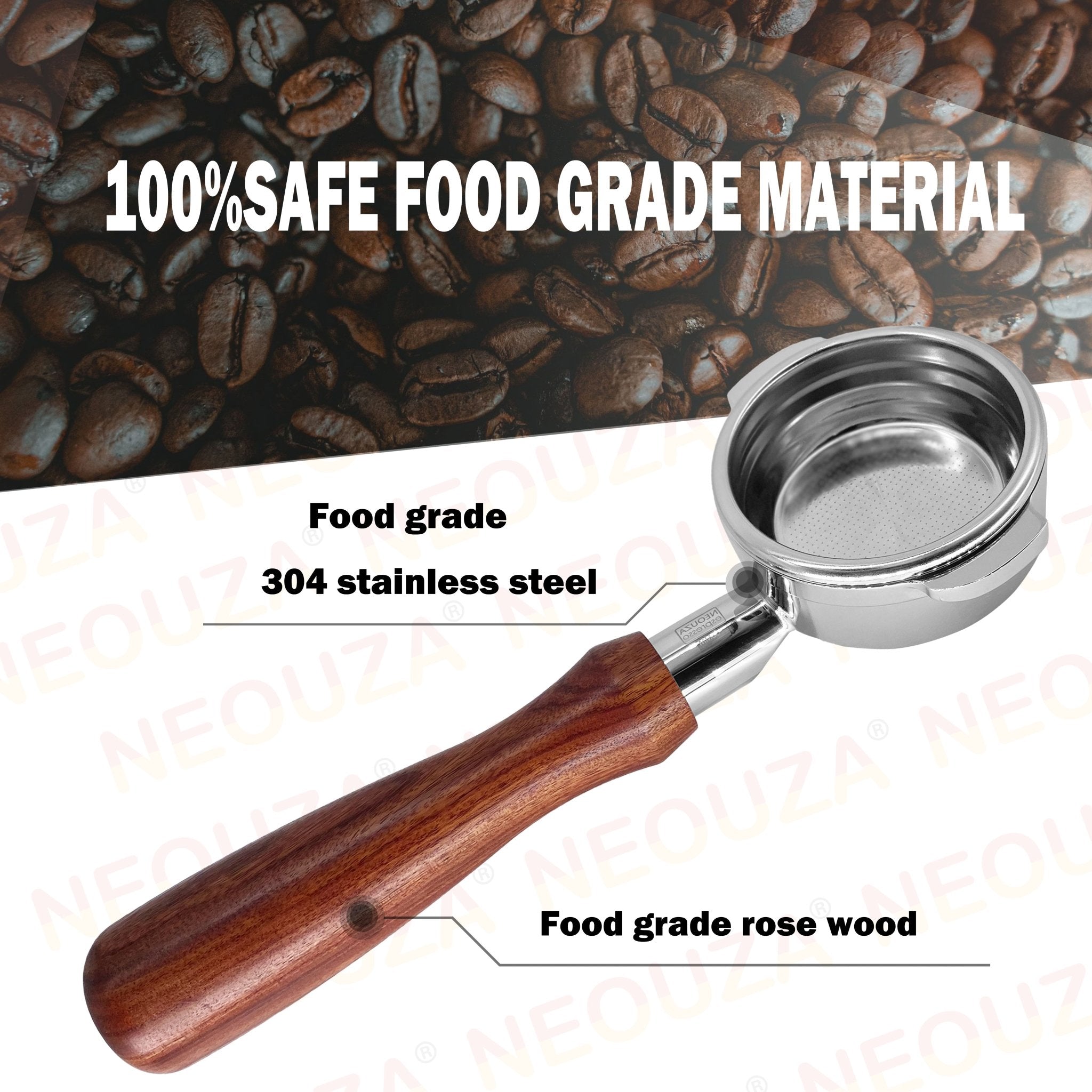 58mm Bottomless Portafilter for Espresso Coffee Machine Compatible with E61 coffee maker：Gemilai, Milesto, Expobar, Pancilio Silva, Rocket, Ascaso, Sanremo, Faema, La Cimbali, Ottima, Casadio, Royal, Wega - NEOUZA Official Website