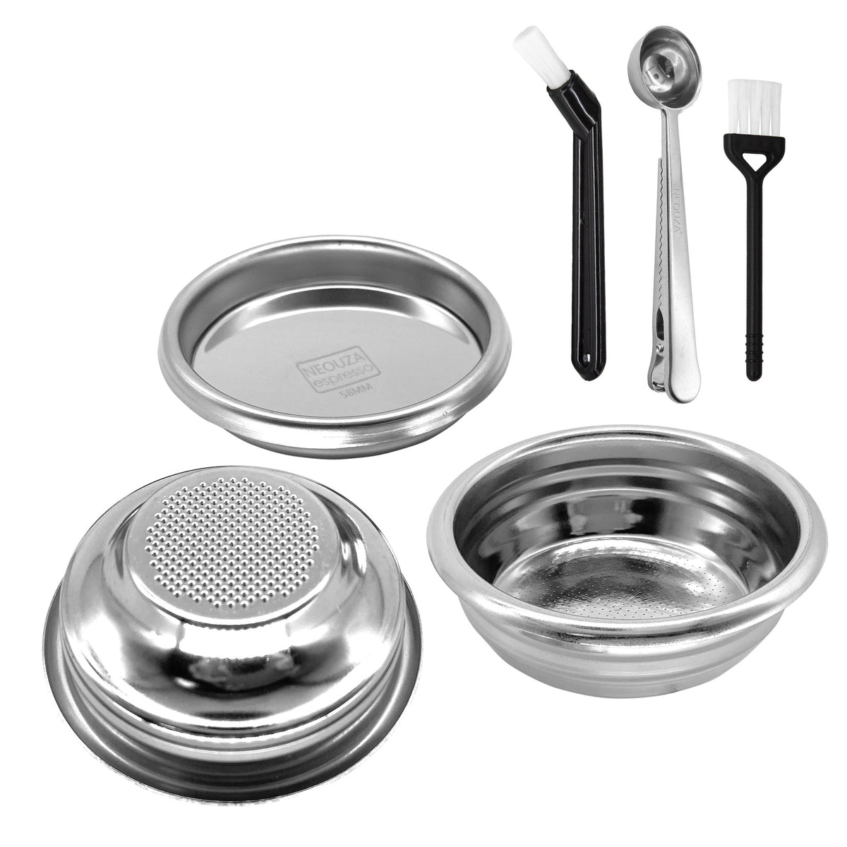 NEOUZA 58mm Stainless Steel Filter Basket 1/2 Cup for Espresso Bottomless Portafilter,compatible with Expobar,Breville 9,Nuova,La marzocco,E61 Rancilio,Gemilai 58mm Coffee Machine - NEOUZA Official Website
