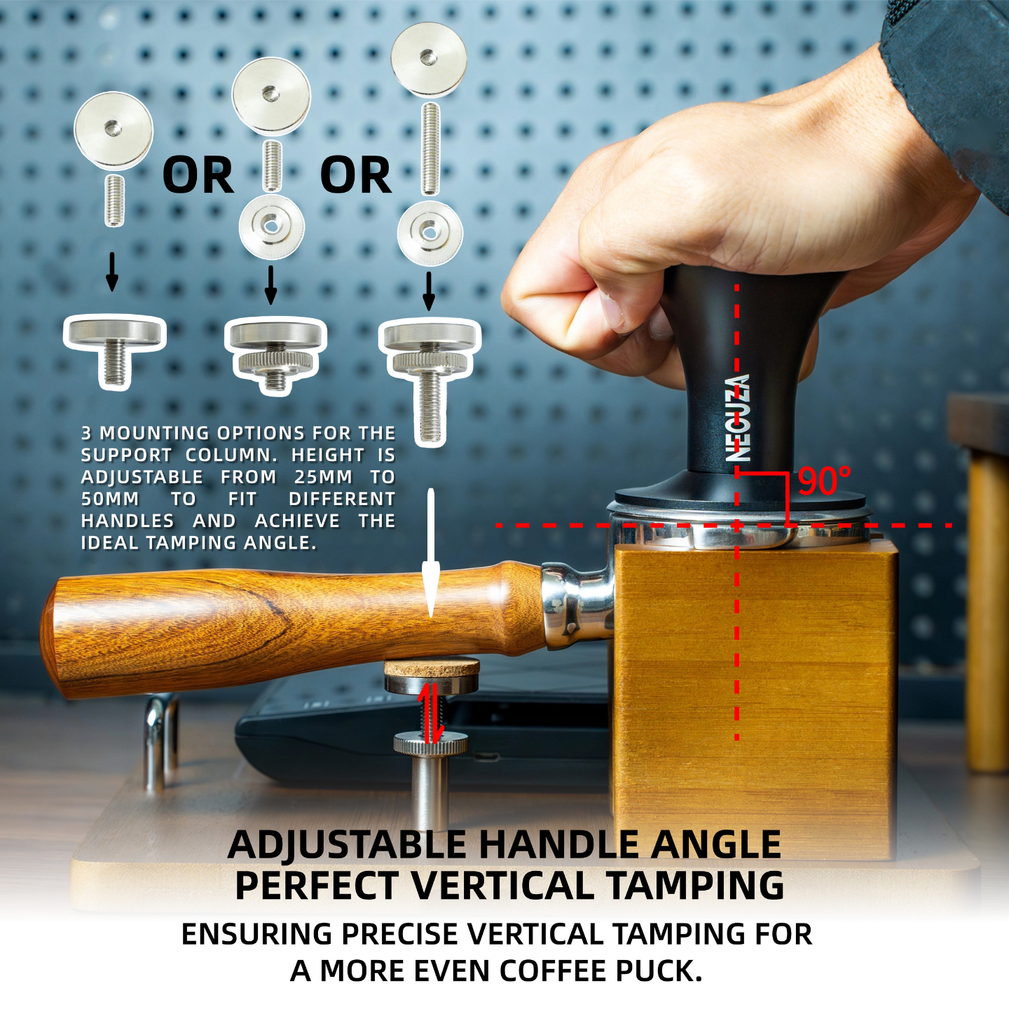 NEOUZA Coffee Double-Layer Tamper Rack Storage Box Multifunctional Solid Wood Adjustable Tamper