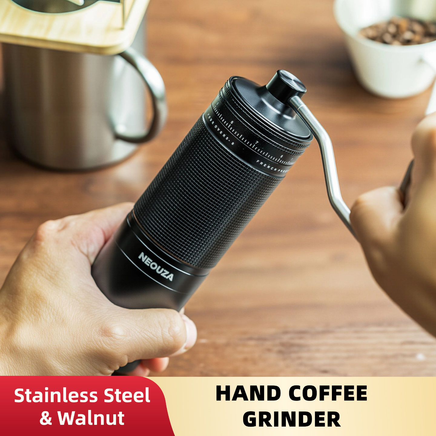 NEOUZA Hand Mill Coffee Bean Grinder Coffee Hand Mill Hand GrinderHand Mill Beans Portable Home