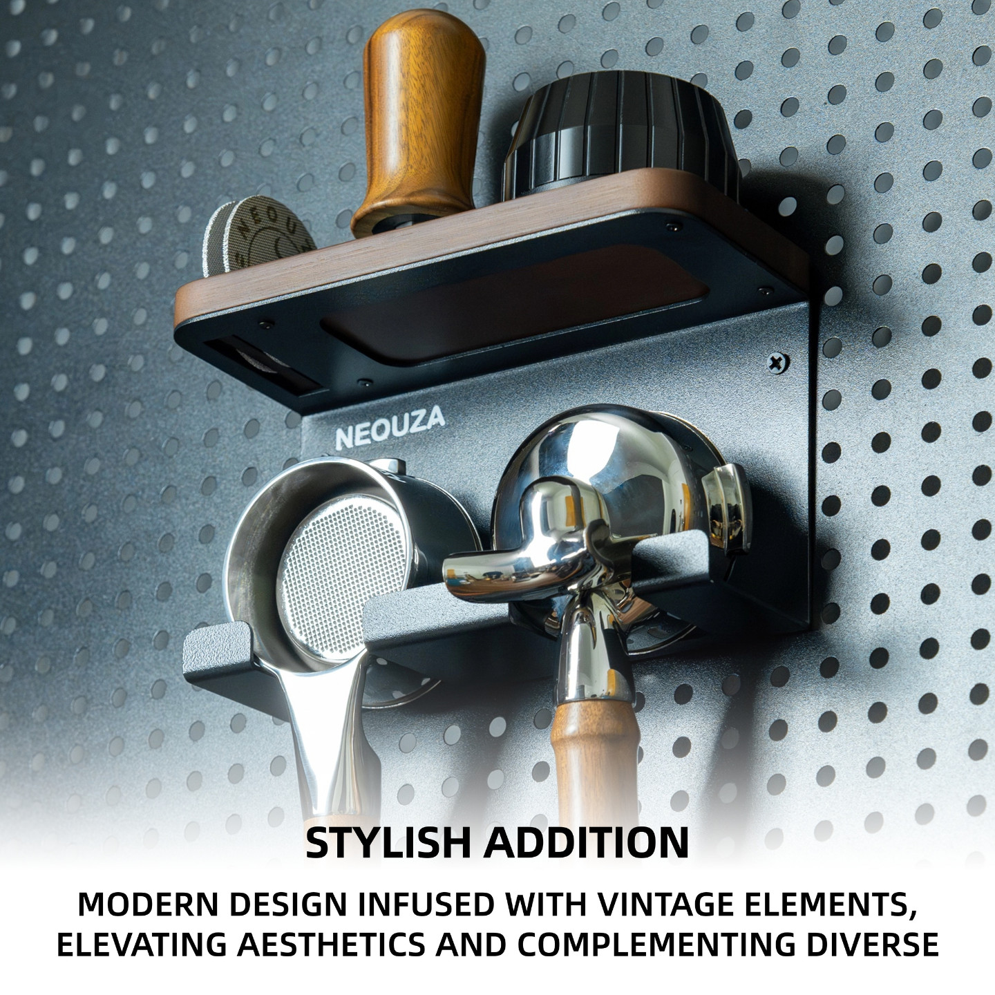 NEOUZA Coffee Handle Rack, Tamper, and Distributor Wall-Mounted Storage, No Drilling Required Coffee Tool Organizer